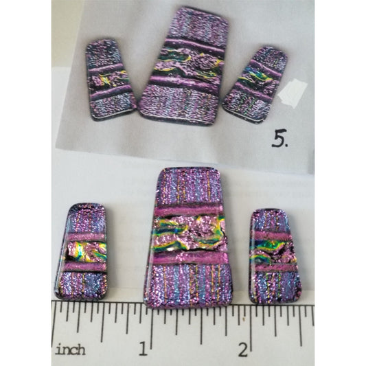 Gemstone Loose Set of 3  Dichroic glass 68.5 ct  13.7  gr 1" x 0.5"  1 1/2 x 0.75"  # 1