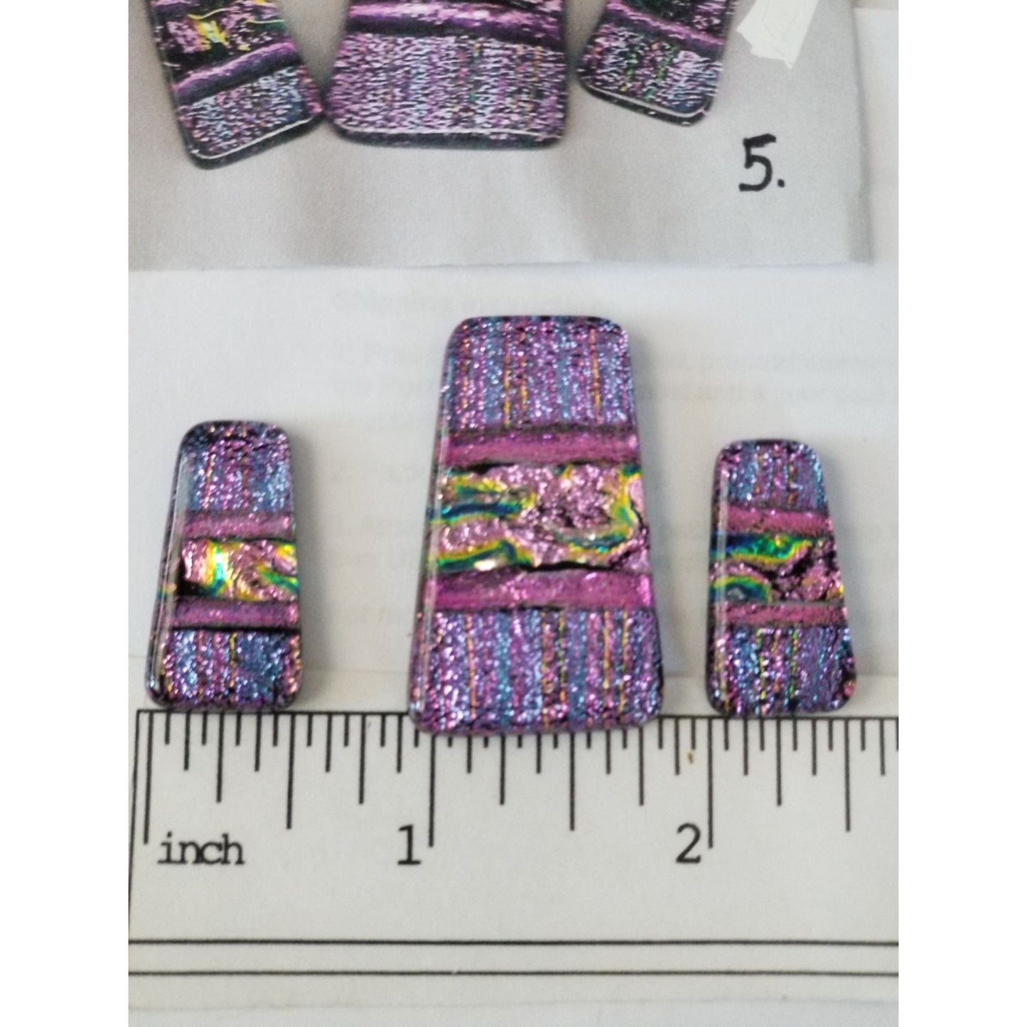 Gemstone Loose Set of 3  Dichroic glass 68.5 ct  13.7  gr 1" x 0.5"  1 1/2 x 0.75"  # 1