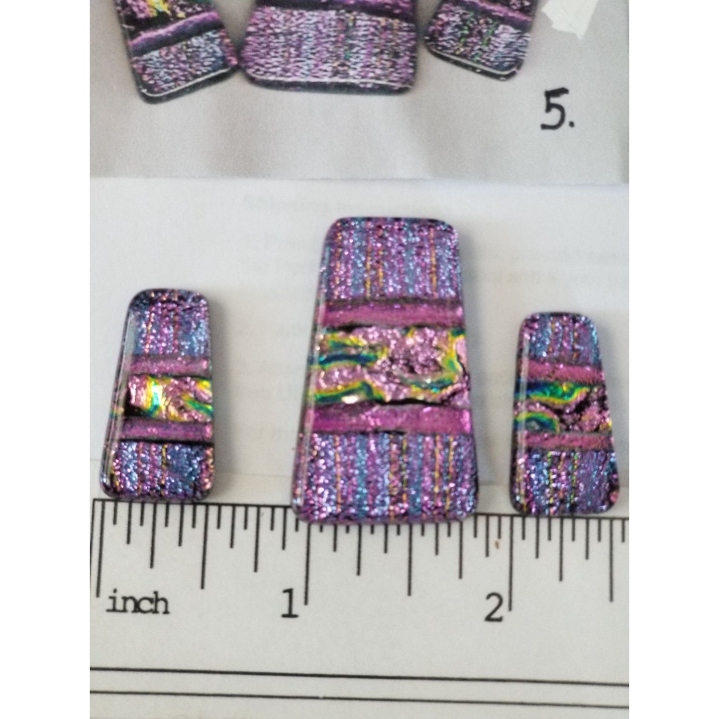 Gemstone Loose Set of 3  Dichroic glass 68.5 ct  13.7  gr 1" x 0.5"  1 1/2 x 0.75"  # 1