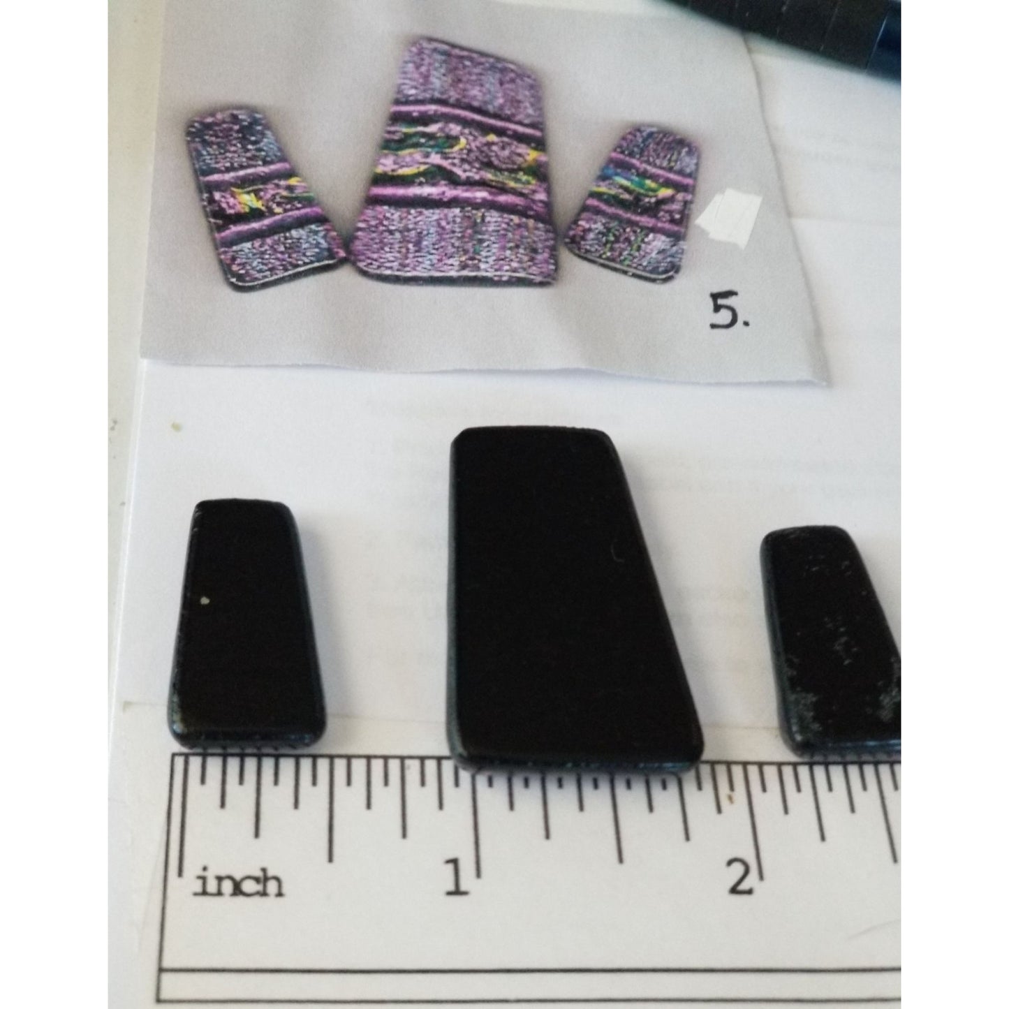 Gemstone Loose Set of 3  Dichroic glass 68.5 ct  13.7  gr 1" x 0.5"  1 1/2 x 0.75"  # 1