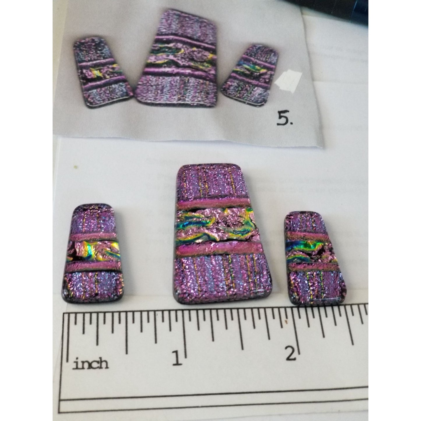 Gemstone Loose Set of 3  Dichroic glass 68.5 ct  13.7  gr 1" x 0.5"  1 1/2 x 0.75"  # 1