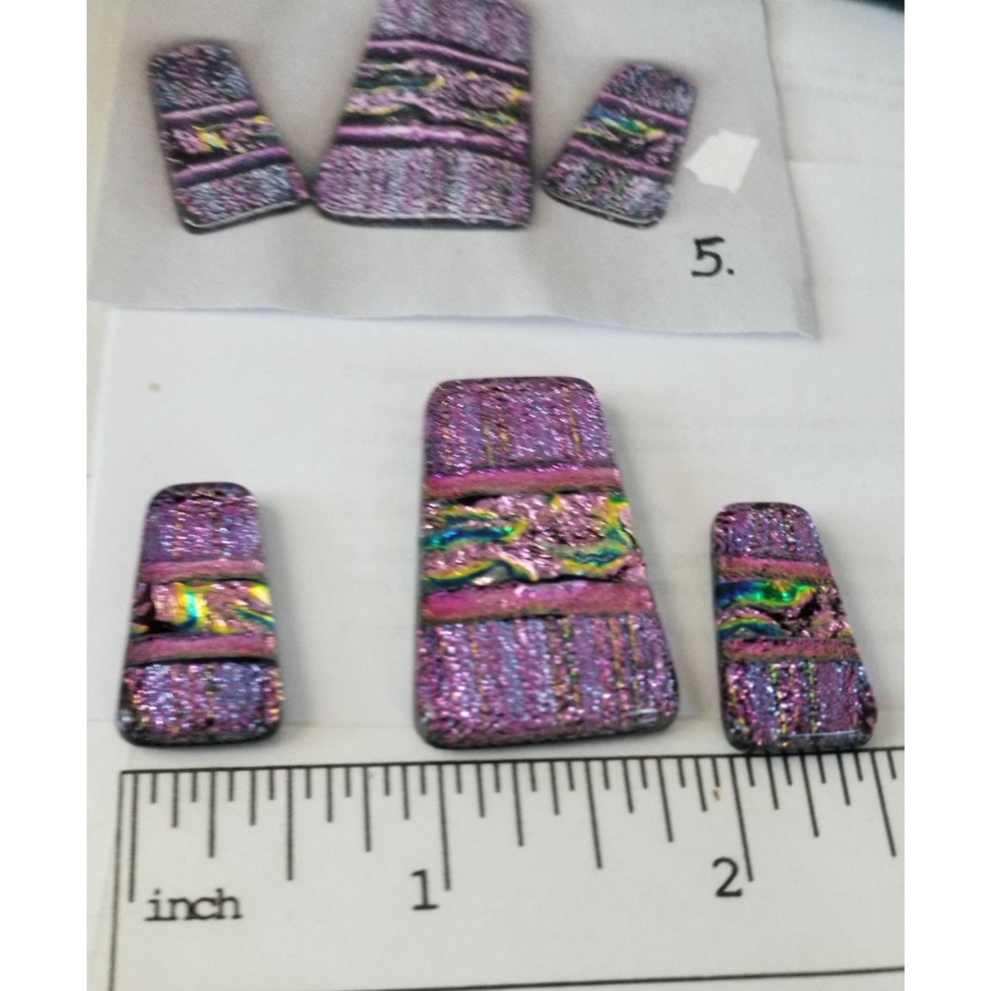 Gemstone Loose Set of 3  Dichroic glass 68.5 ct  13.7  gr 1" x 0.5"  1 1/2 x 0.75"  # 1