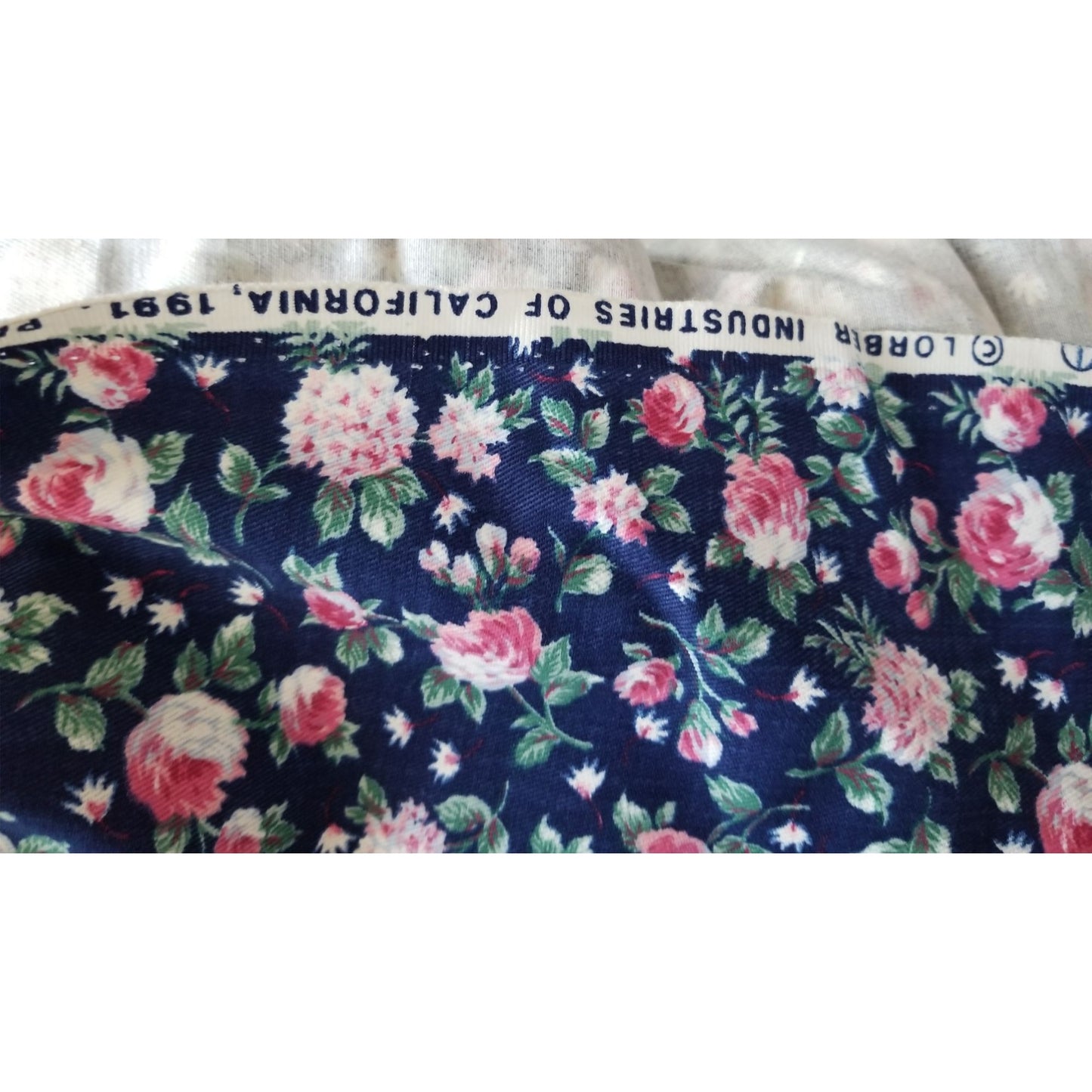 Material Blue Flowers  Pink White Green  Blue  6 yards X 60" for Shirt Craft Material