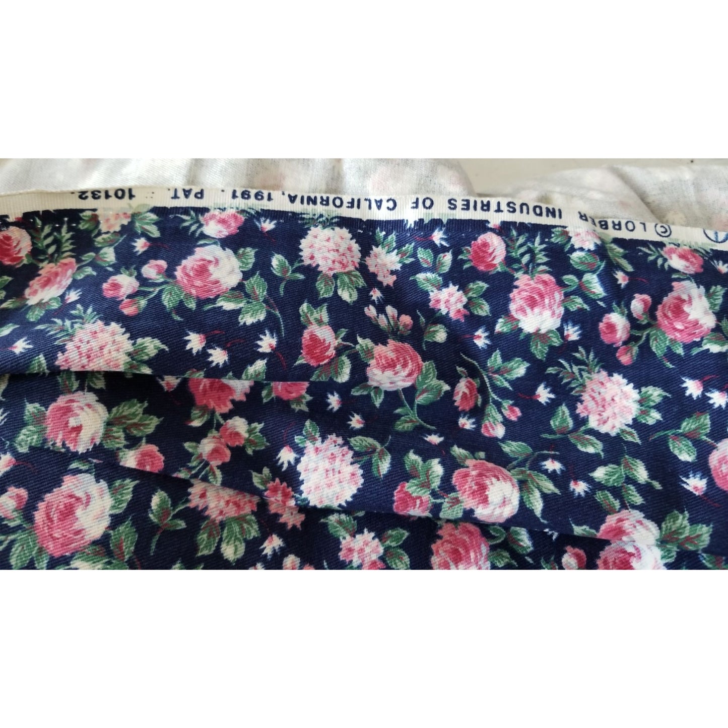 Material Blue Flowers  Pink White Green  Blue  6 yards X 60" for Shirt Craft Material