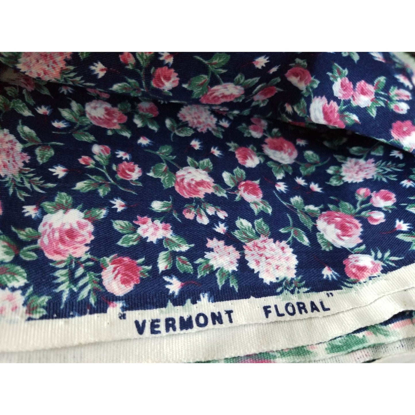 Material Blue Flowers  Pink White Green  Blue  6 yards X 60" for Shirt Craft Material
