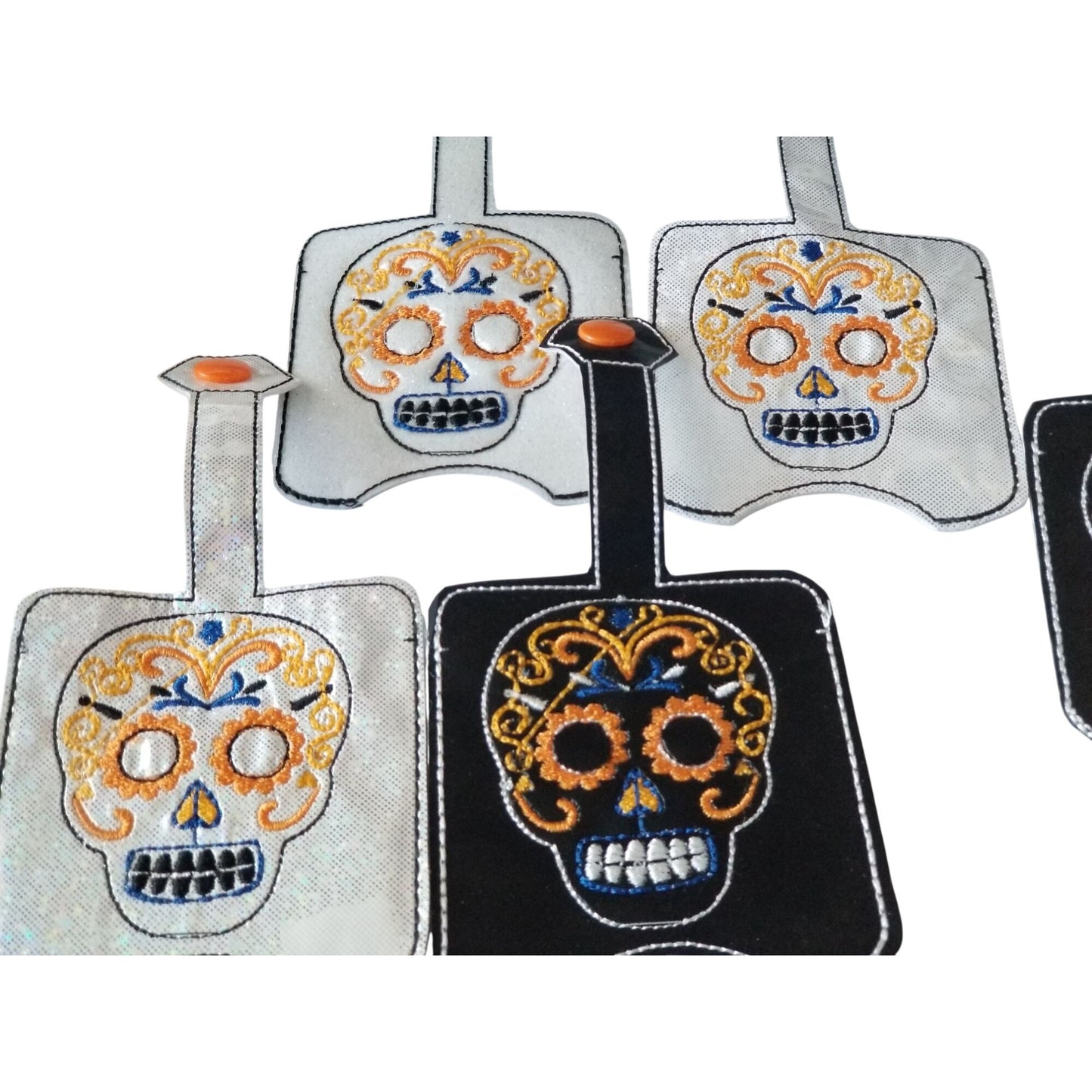 Bath & Body Works 1 oz Hand Sanitizer  Set of 5 Sugar Skull Embroidered Faux Leather Holder