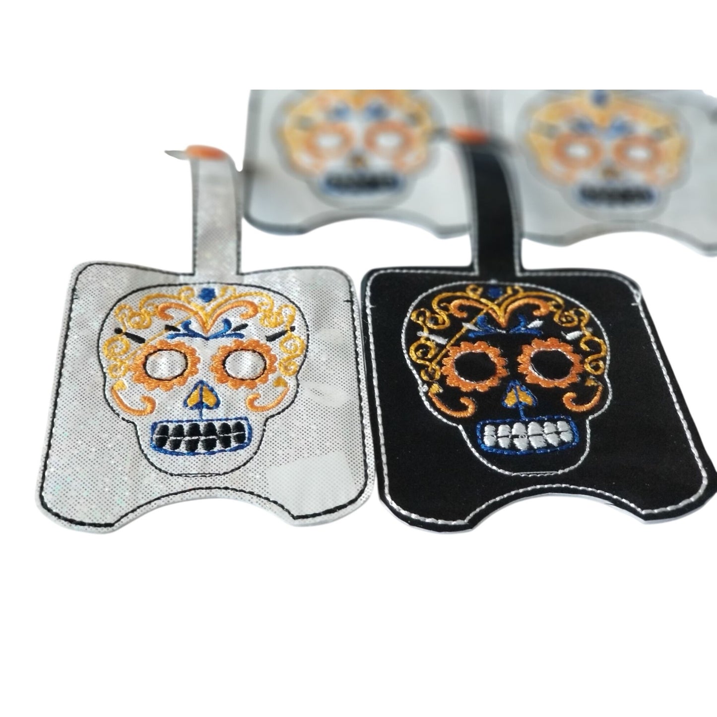 Bath & Body Works 1 oz Hand Sanitizer  Set of 5 Sugar Skull Embroidered Faux Leather Holder