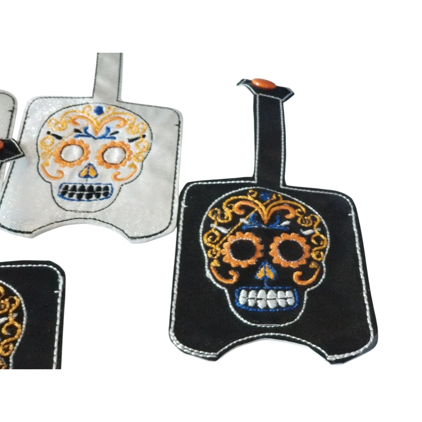 Bath & Body Works 1 oz Hand Sanitizer  Set of 5 Sugar Skull Embroidered Faux Leather Holder