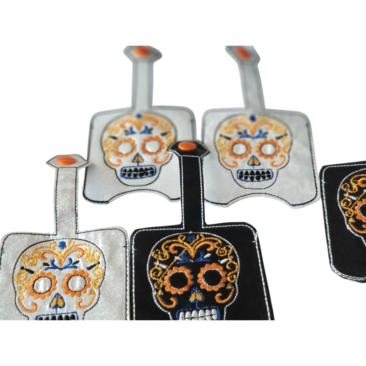 Bath & Body Works 1 oz Hand Sanitizer  Set of 5 Sugar Skull Embroidered Faux Leather Holder