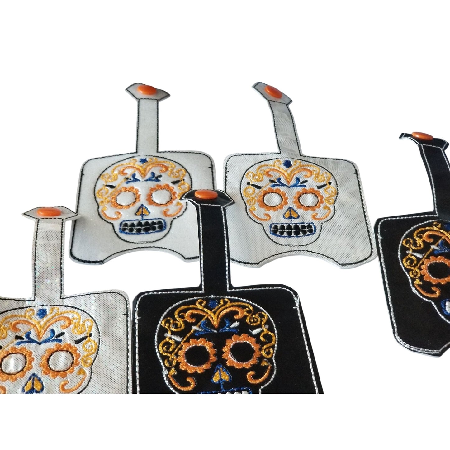 Bath & Body Works 1 oz Hand Sanitizer  Set of 5 Sugar Skull Embroidered Faux Leather Holder