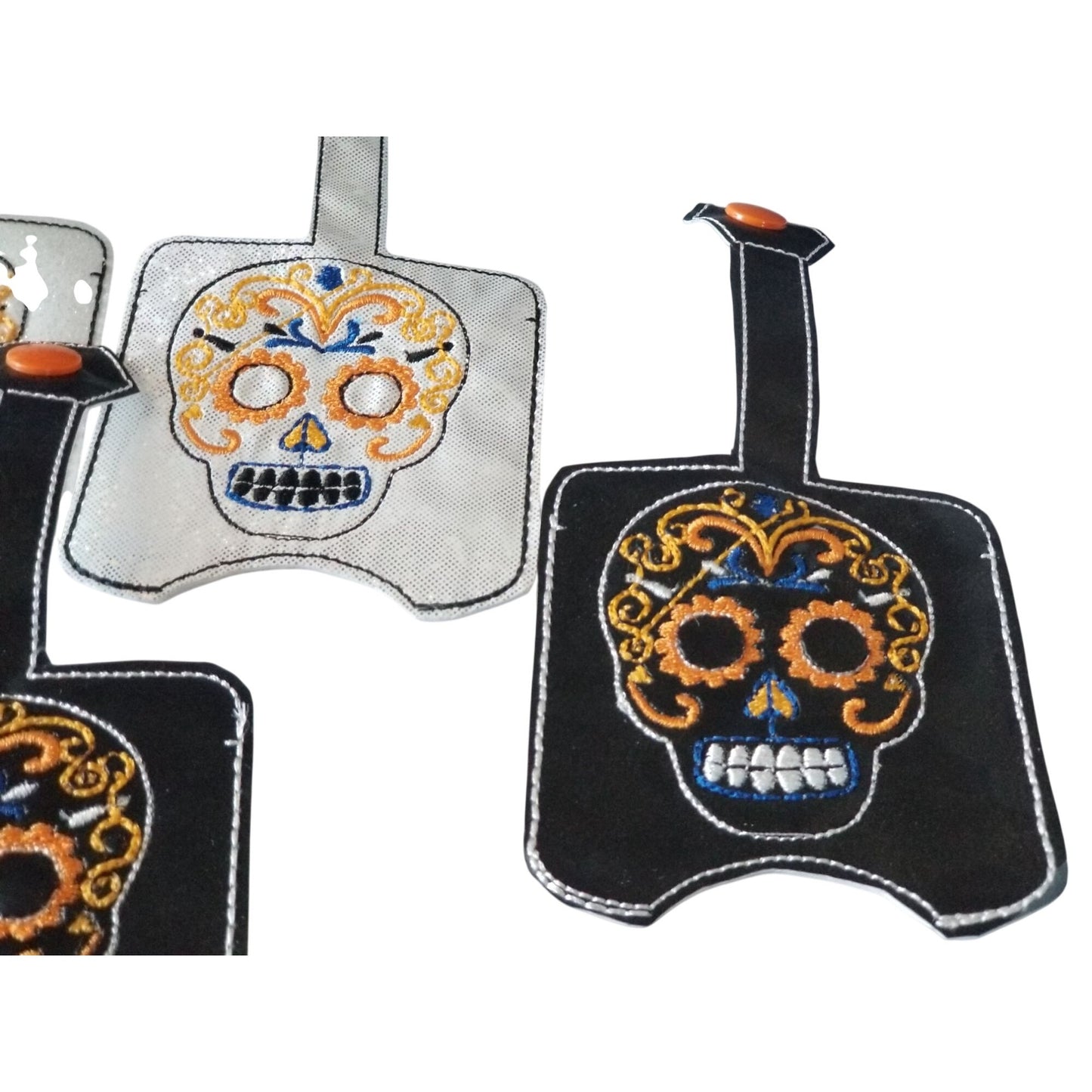 Bath & Body Works 1 oz Hand Sanitizer  Set of 5 Sugar Skull Embroidered Faux Leather Holder