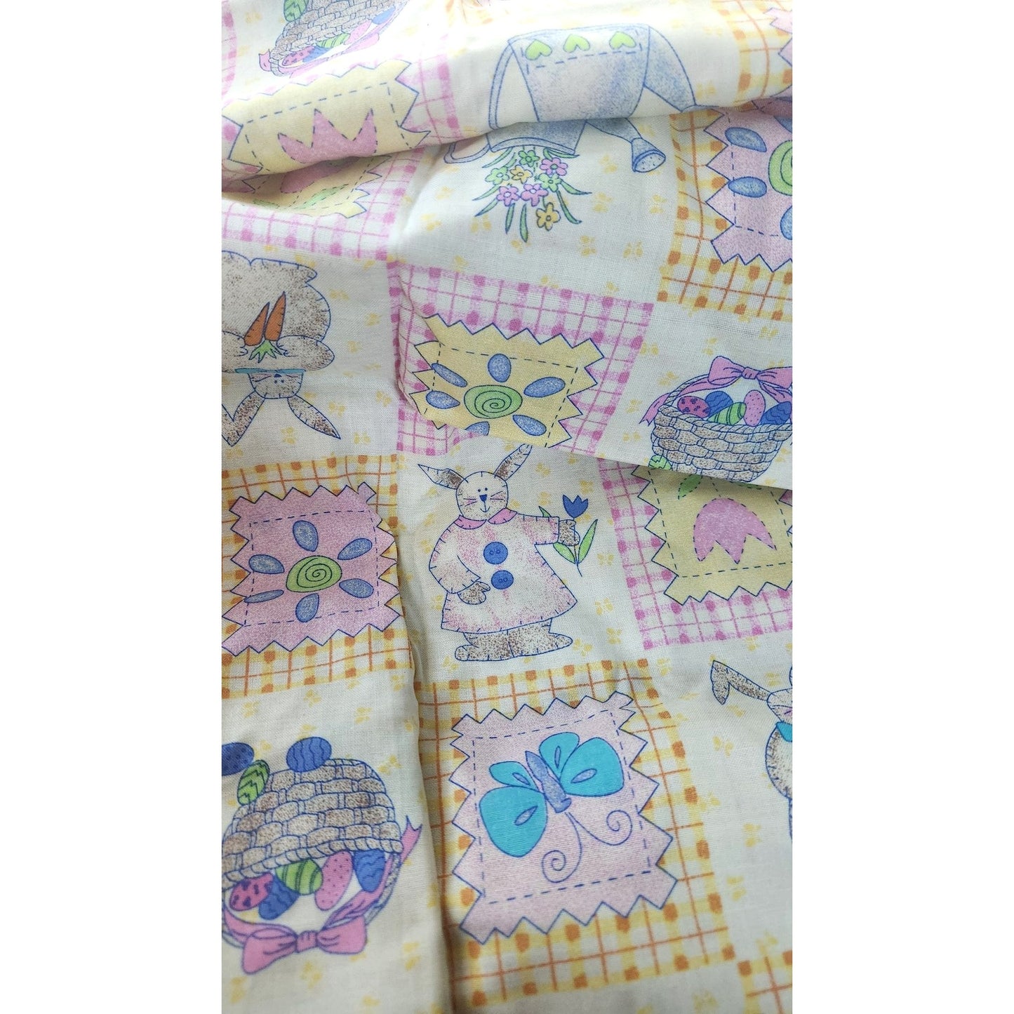 Material Yellow Easter Stiches # 6608 Spring Industries 44 x 40  Cotton Fabric Crafting Clothing Quilting
