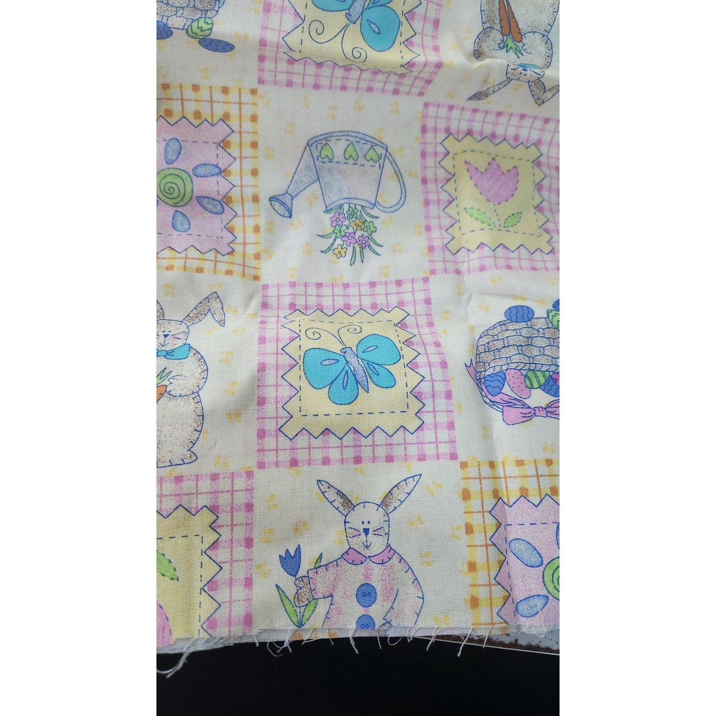 Material Yellow Easter Stiches # 6608 Spring Industries 44 x 40  Cotton Fabric Crafting Clothing Quilting