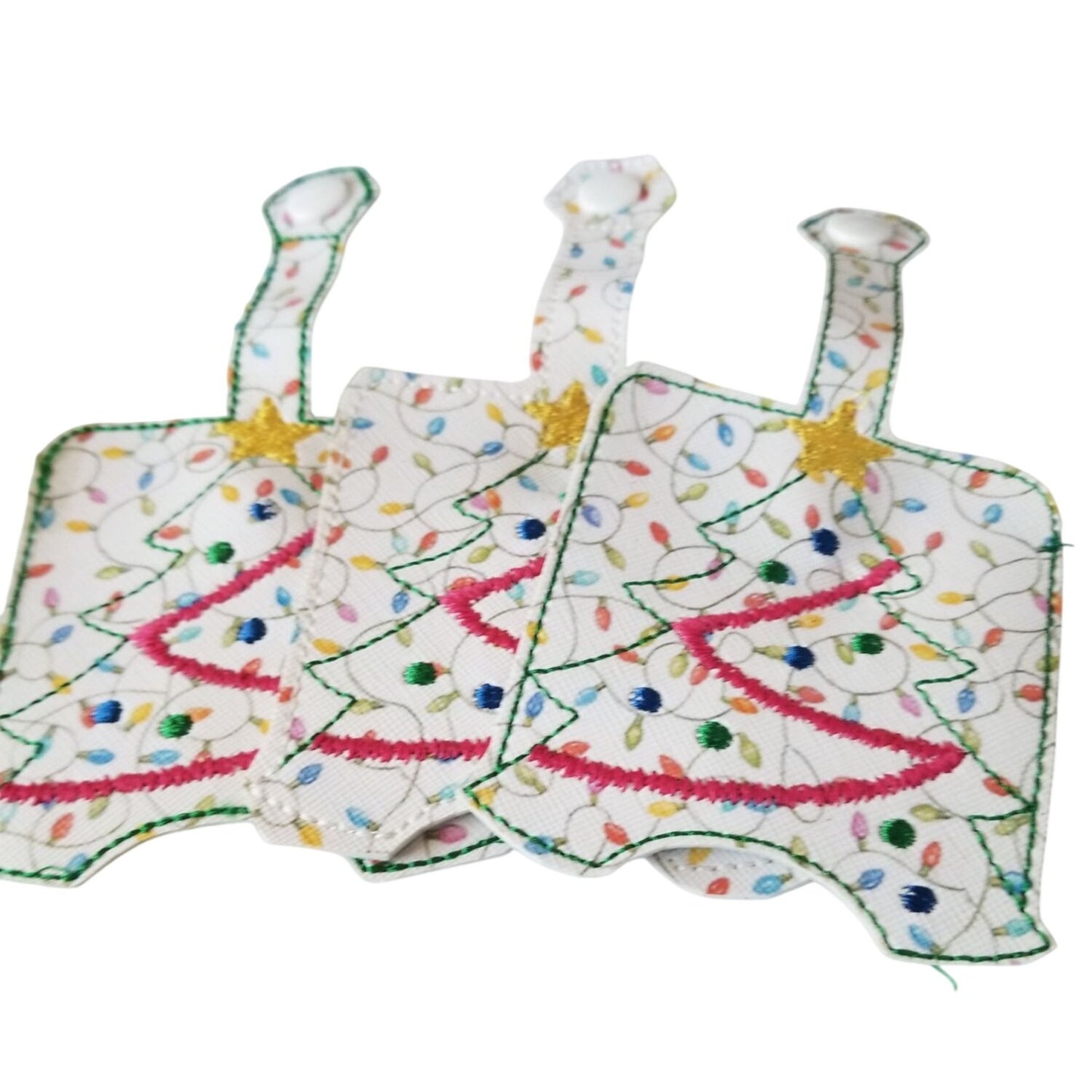 Bath & Body Works 1 oz Hand Sanitizer Set of 3 Christmas Tree Embroidered Faux Leather Holder