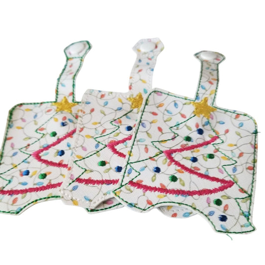 Bath & Body Works 1 oz Hand Sanitizer Set of 3 Christmas Tree Embroidered Faux Leather Holder