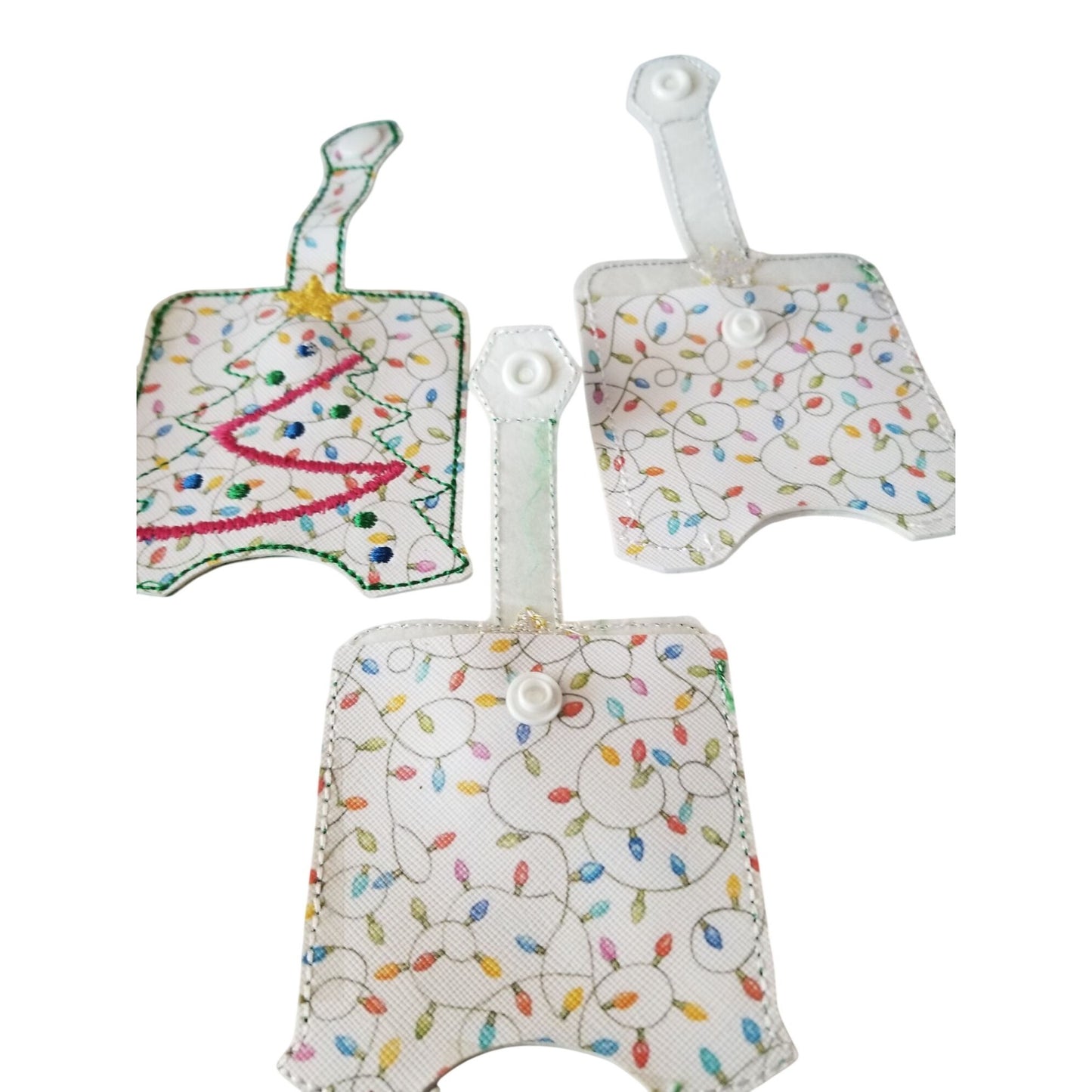 Bath & Body Works 1 oz Hand Sanitizer Set of 3 Christmas Tree Embroidered Faux Leather Holder