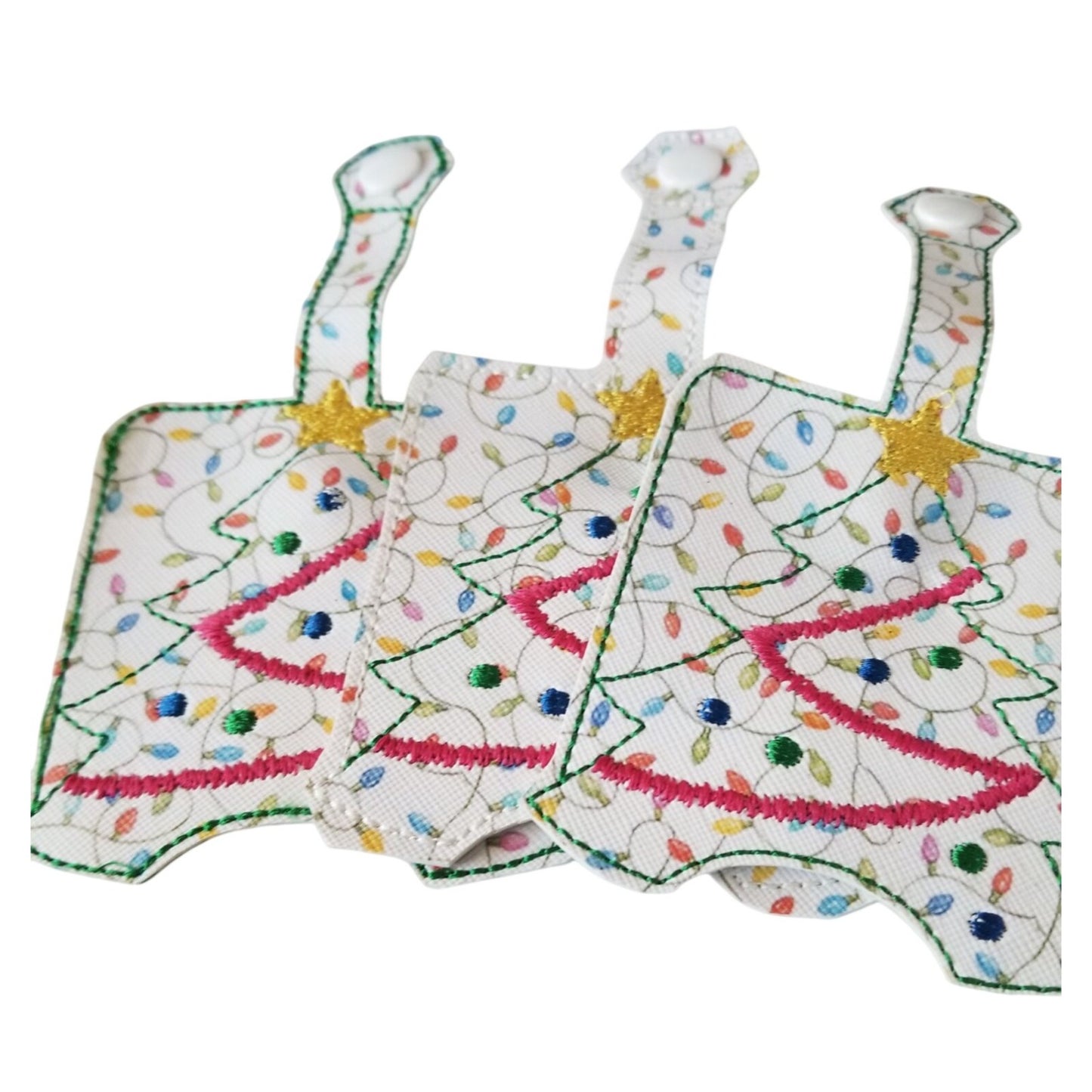 Bath & Body Works 1 oz Hand Sanitizer Set of 3 Christmas Tree Embroidered Faux Leather Holder