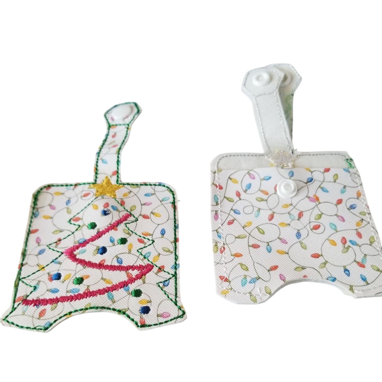 Bath & Body Works 1 oz Hand Sanitizer Set of 3 Christmas Tree Embroidered Faux Leather Holder