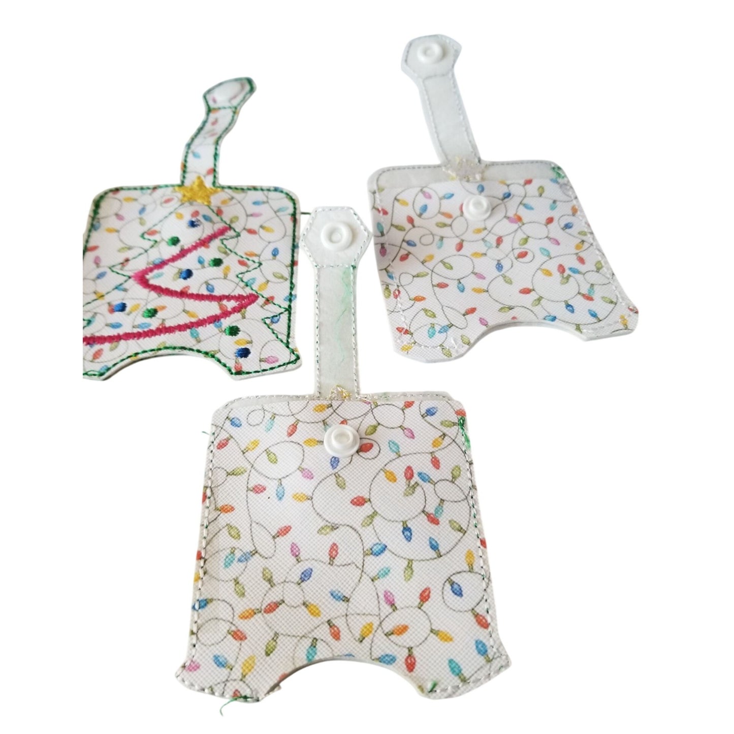 Bath & Body Works 1 oz Hand Sanitizer Set of 3 Christmas Tree Embroidered Faux Leather Holder
