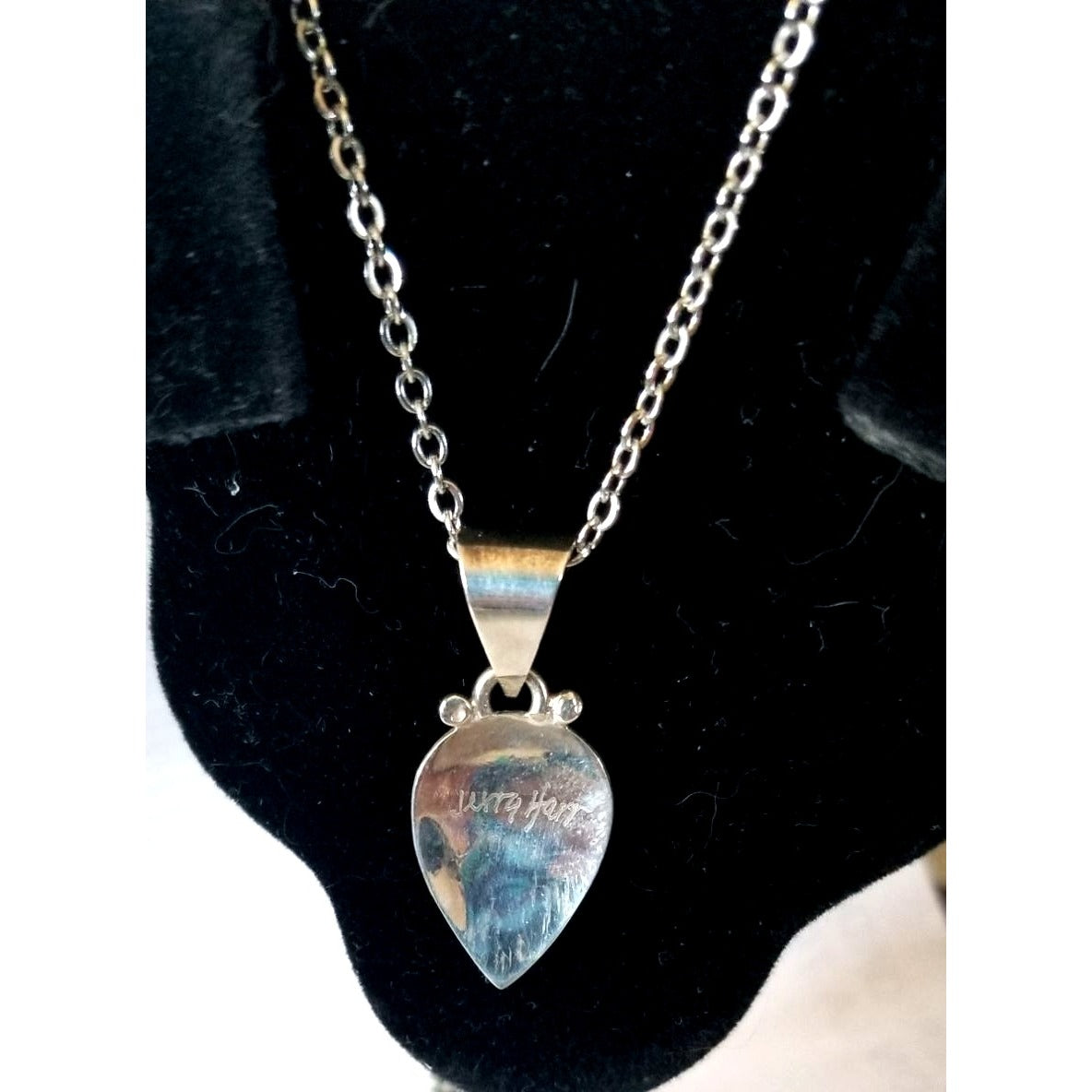 Necklace Silver Garnet  4.6  gr 23 ct  3 cm  x 3 cm  16" chain