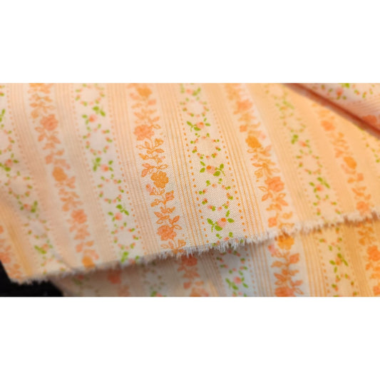 Vintage Floral Striped Fabric Soft Pastel Colors Cotton Blend Ideal for Crafting or Quilting Projects Lightweight & Versatile