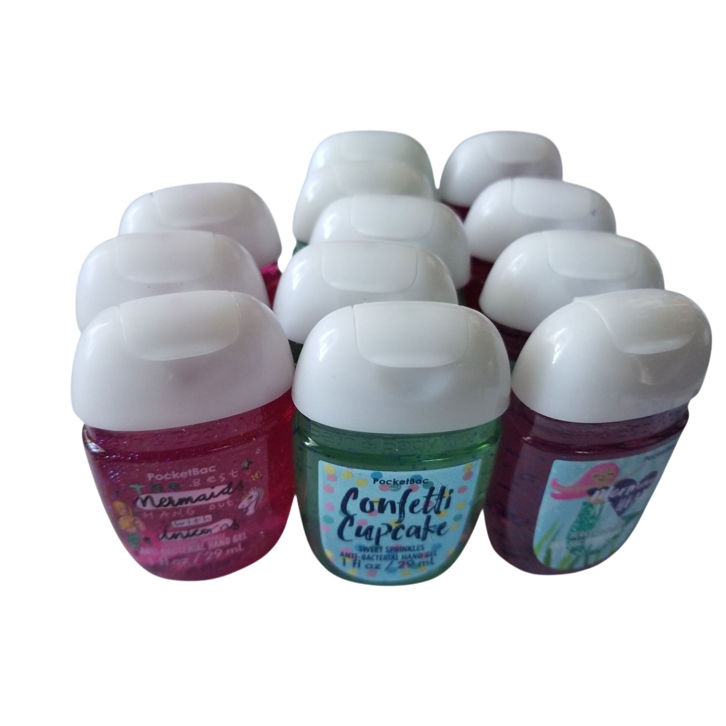 Bath & Body Works 12 Small 1 oz Hand Sanitizer 3 Mermaid Pink  5 Confetti Cupcake  4 Mermaid at Heart
