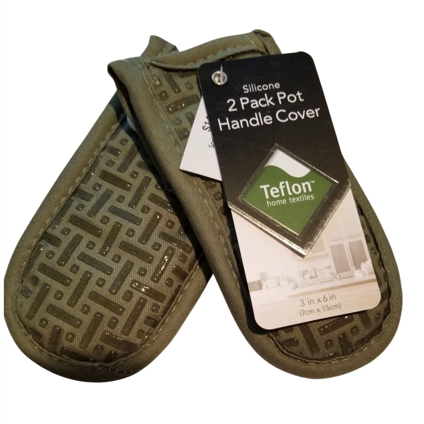 Kitchen Pot Handle Holder Supreme Green Set of 2  Silicone 2 pack  Cover Teflon 3 x 6