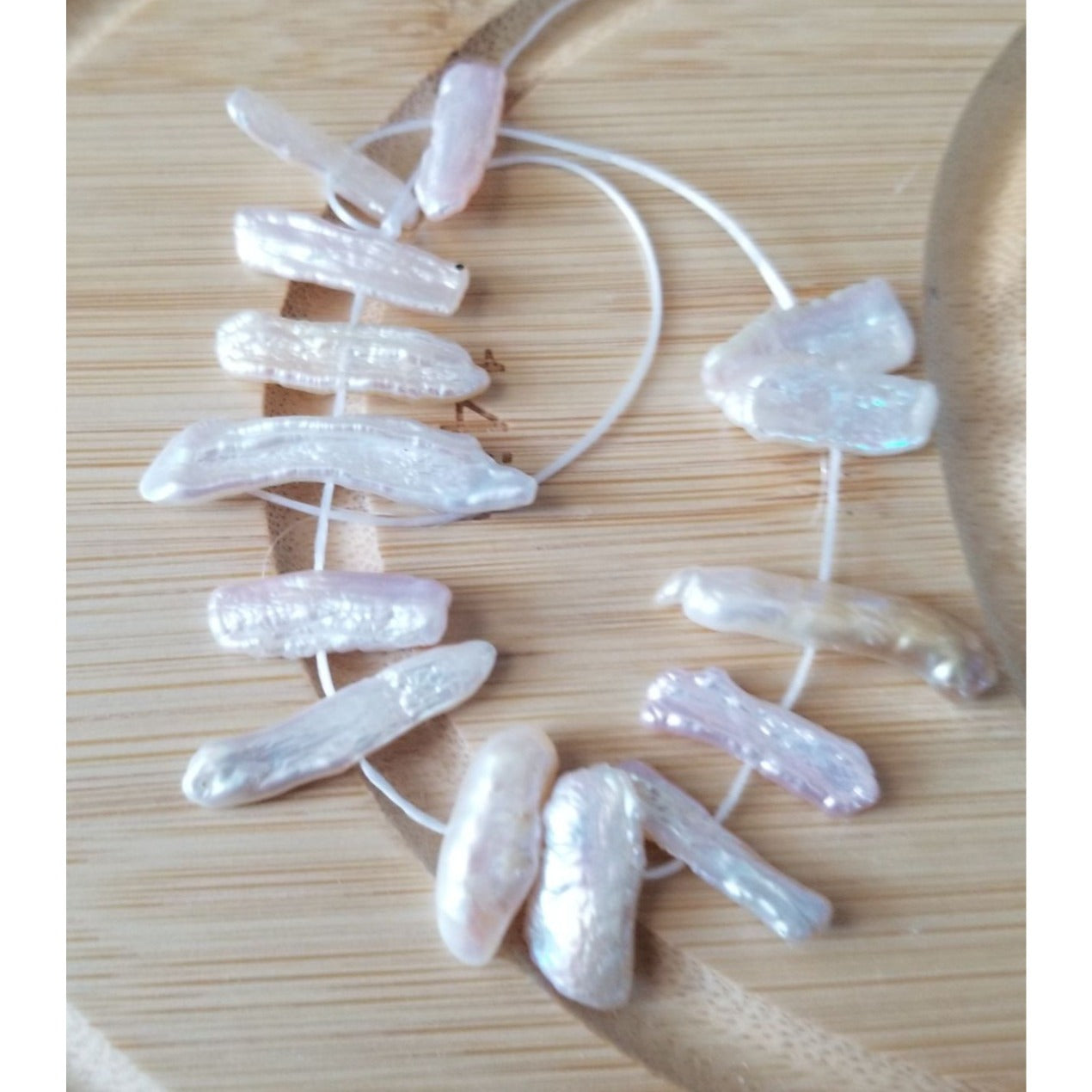 Loose Pearl White Biwa Stick Pearl Bag 3C  Baroque  11 cm  Bin Pearl  15 Pcs 59.5  ct  11.9 gr  2 cm x 0.5 cm Drilled