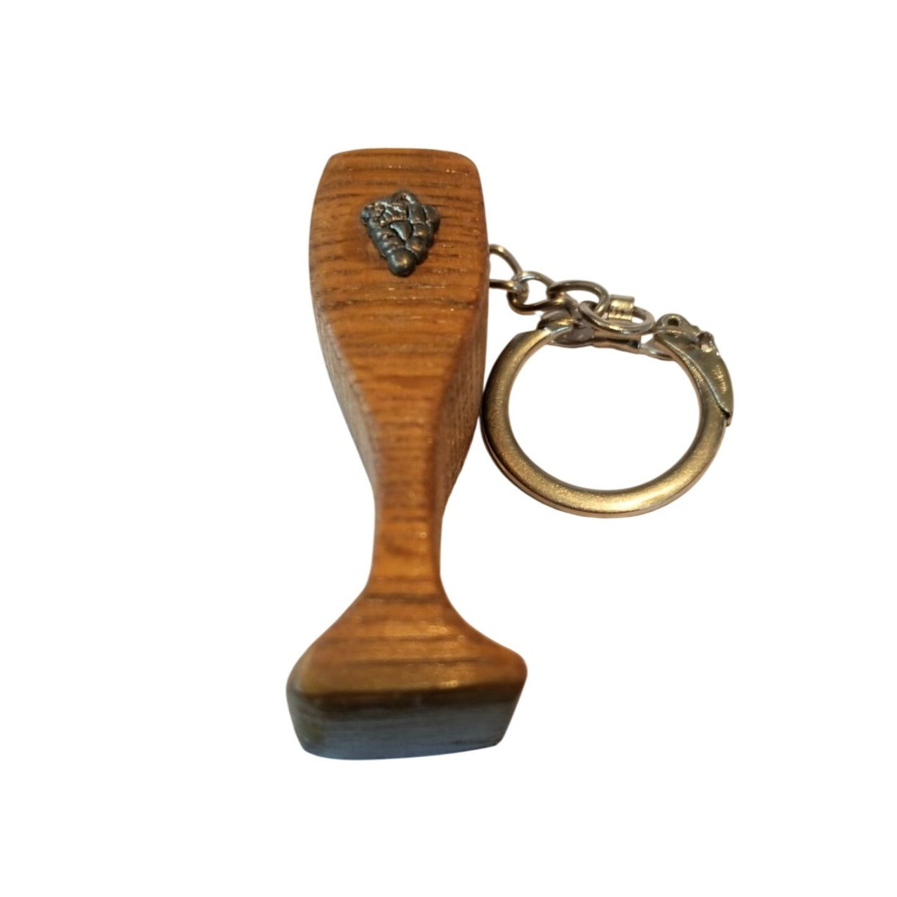 Key Chain Wood Wine Glass Shape Small Wine Charm on Keychain  2" x 1"