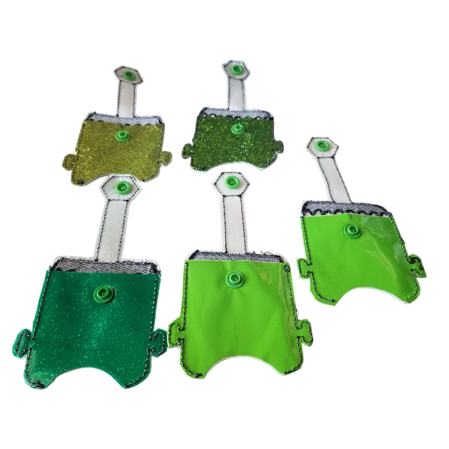 Bath & Body Works 1 oz Hand Sanitizer Set of 5  Monster Embroidered Faux Leather Holder