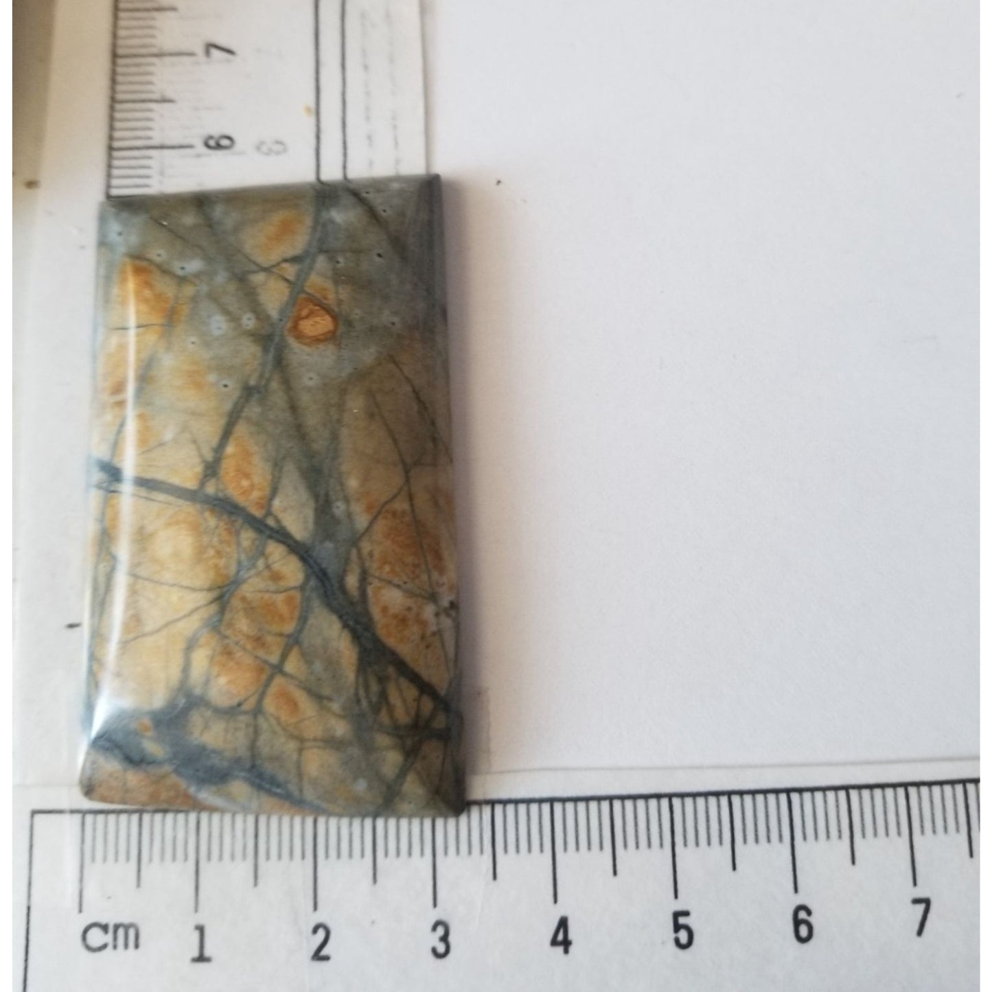 Loose Gemstone Picasso Marble Jasper Cabochon  3.5  cm x 5.5 cm 24.7 gr 124  ct Brown Black Red