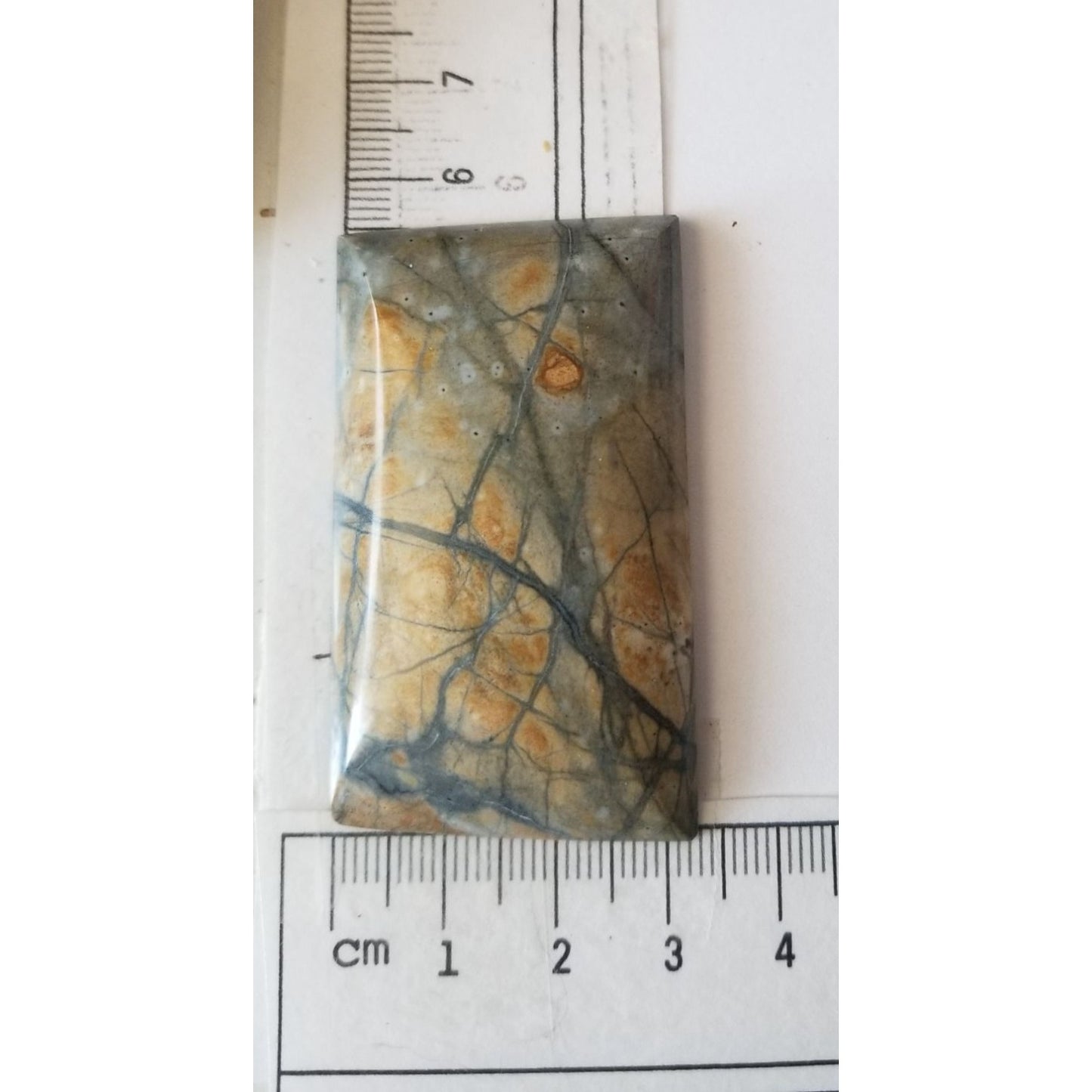Loose Gemstone Picasso Marble Jasper Cabochon  3.5  cm x 5.5 cm 24.7 gr 124  ct Brown Black Red