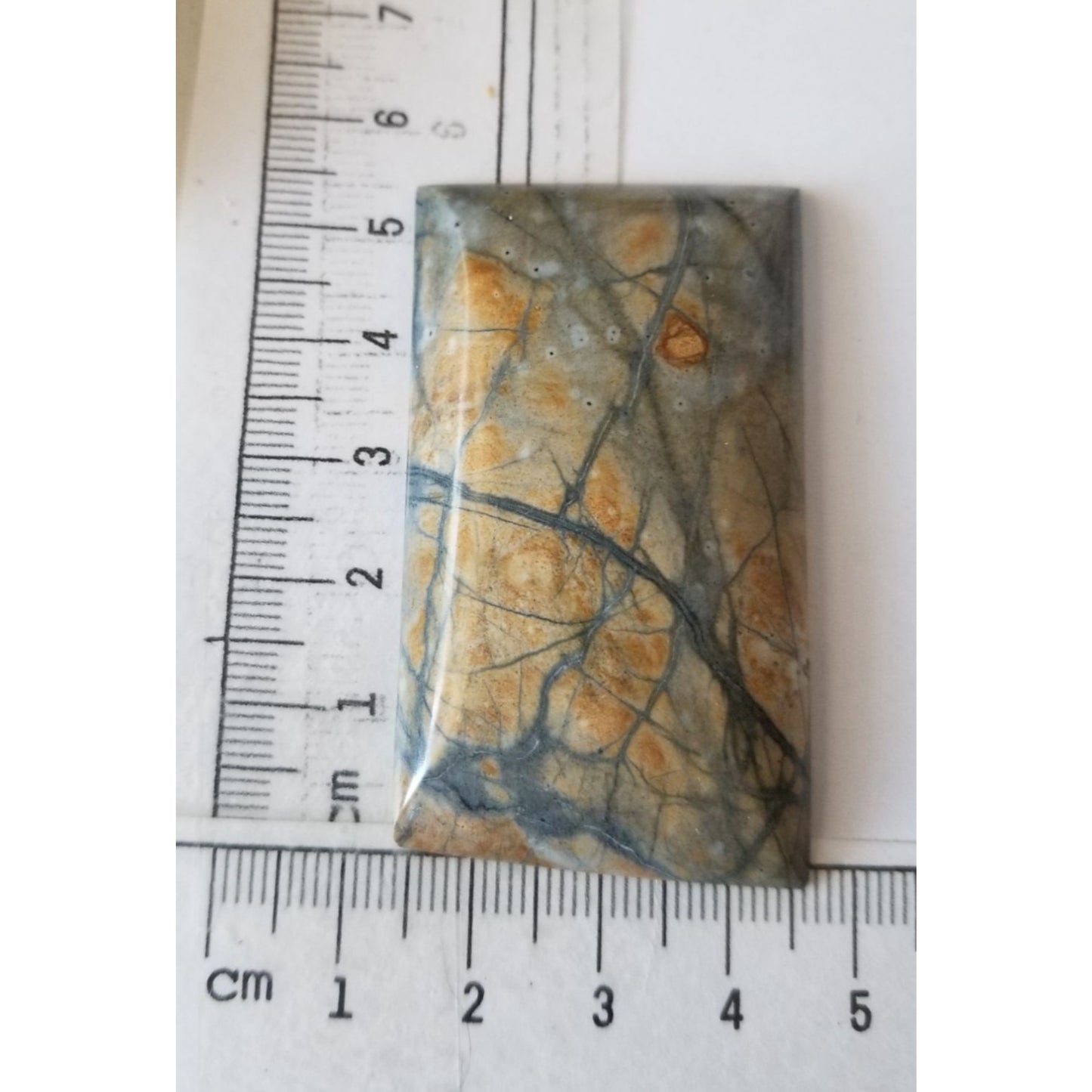 Loose Gemstone Picasso Marble Jasper Cabochon  3.5  cm x 5.5 cm 24.7 gr 124  ct Brown Black Red