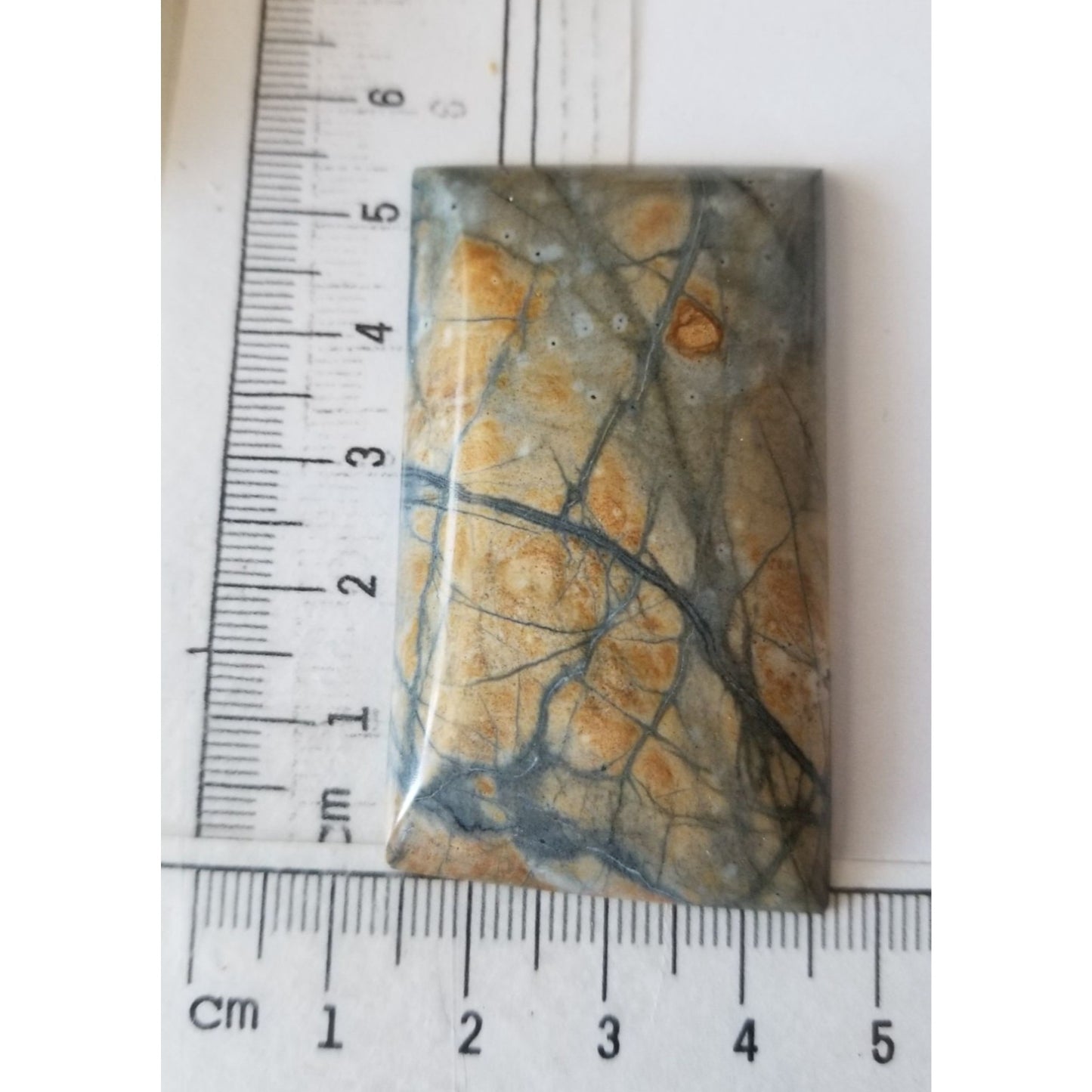 Loose Gemstone Picasso Marble Jasper Cabochon  3.5  cm x 5.5 cm 24.7 gr 124  ct Brown Black Red