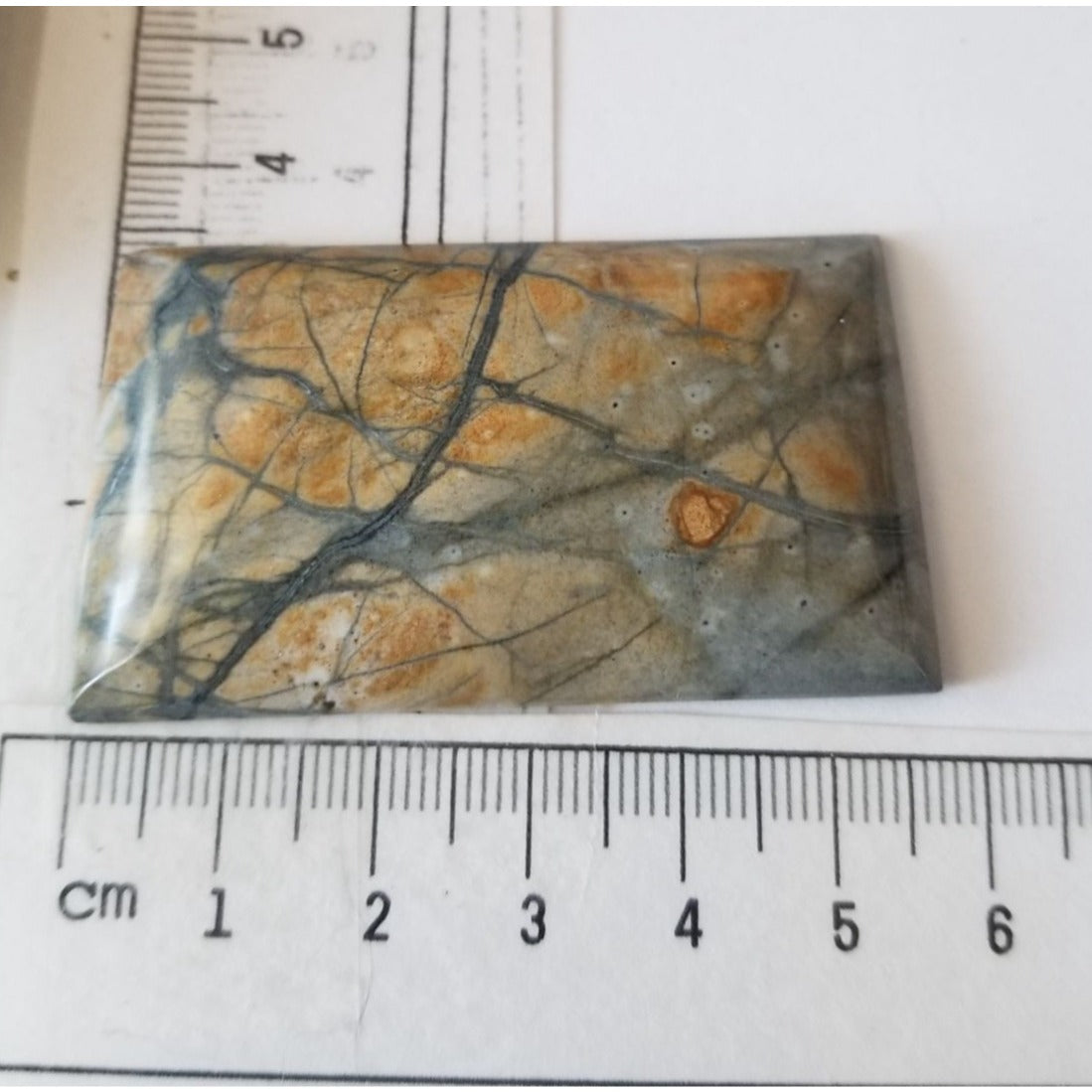 Loose Gemstone Picasso Marble Jasper Cabochon  3.5  cm x 5.5 cm 24.7 gr 124  ct Brown Black Red