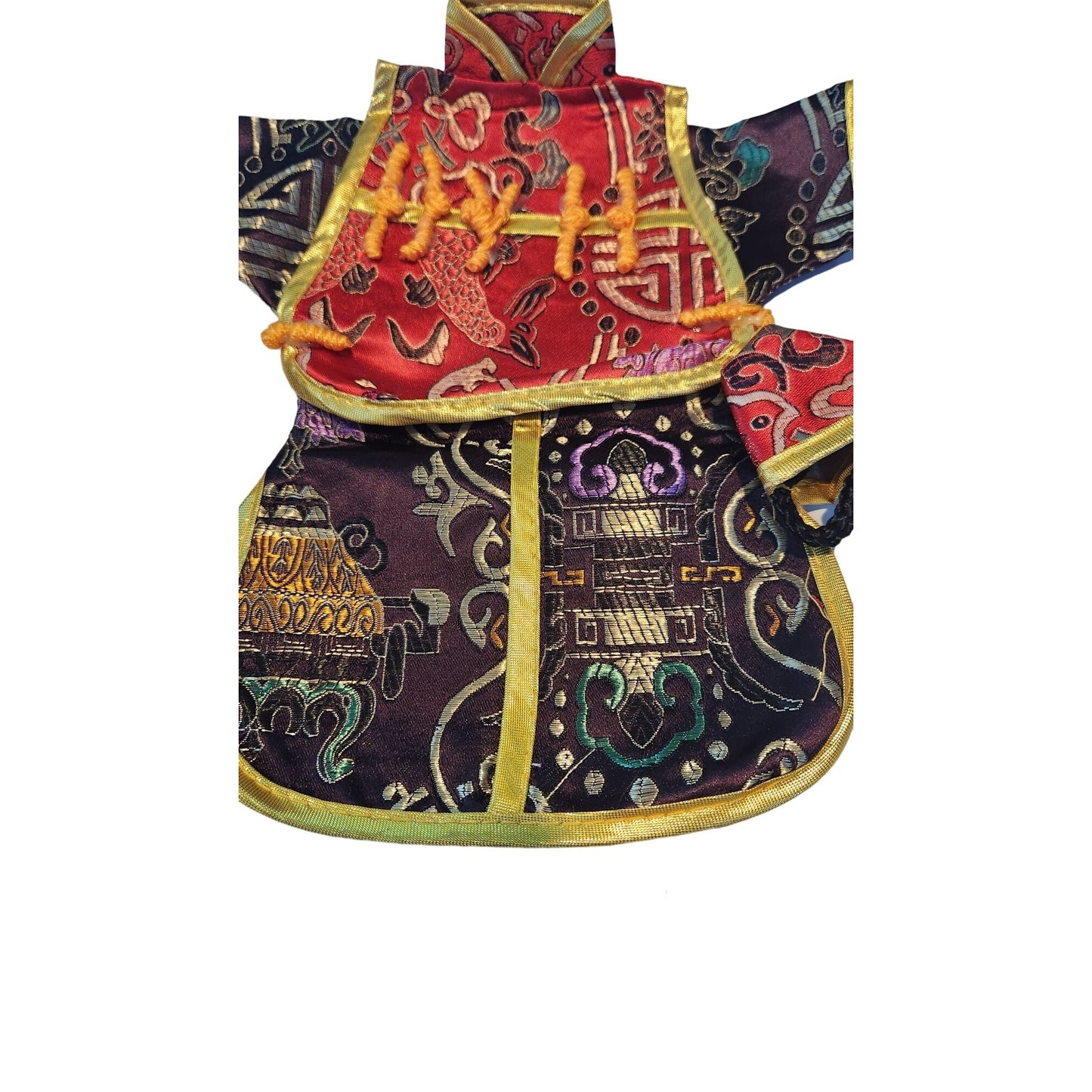 Wine Bottle Cover 3 piece set Hat Vest Kimono Red Black Silver Purple Gold Trim Silky