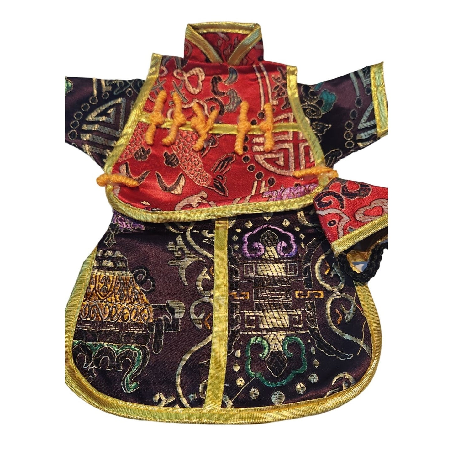 Wine Bottle Cover 3 piece set Hat Vest Kimono Red Black Silver Purple Gold Trim Silky