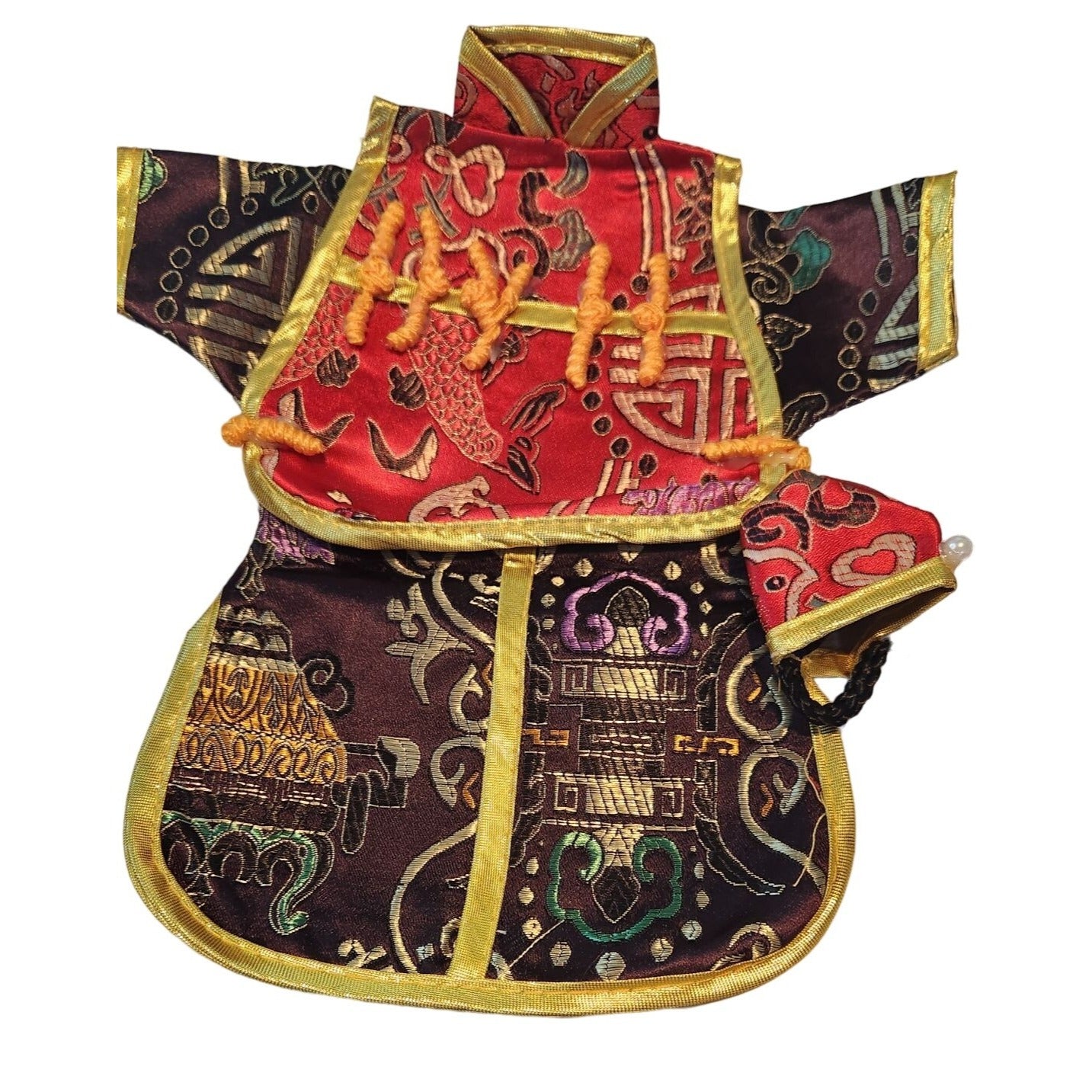 Wine Bottle Cover 3 piece set Hat Vest Kimono Red Black Silver Purple Gold Trim Silky