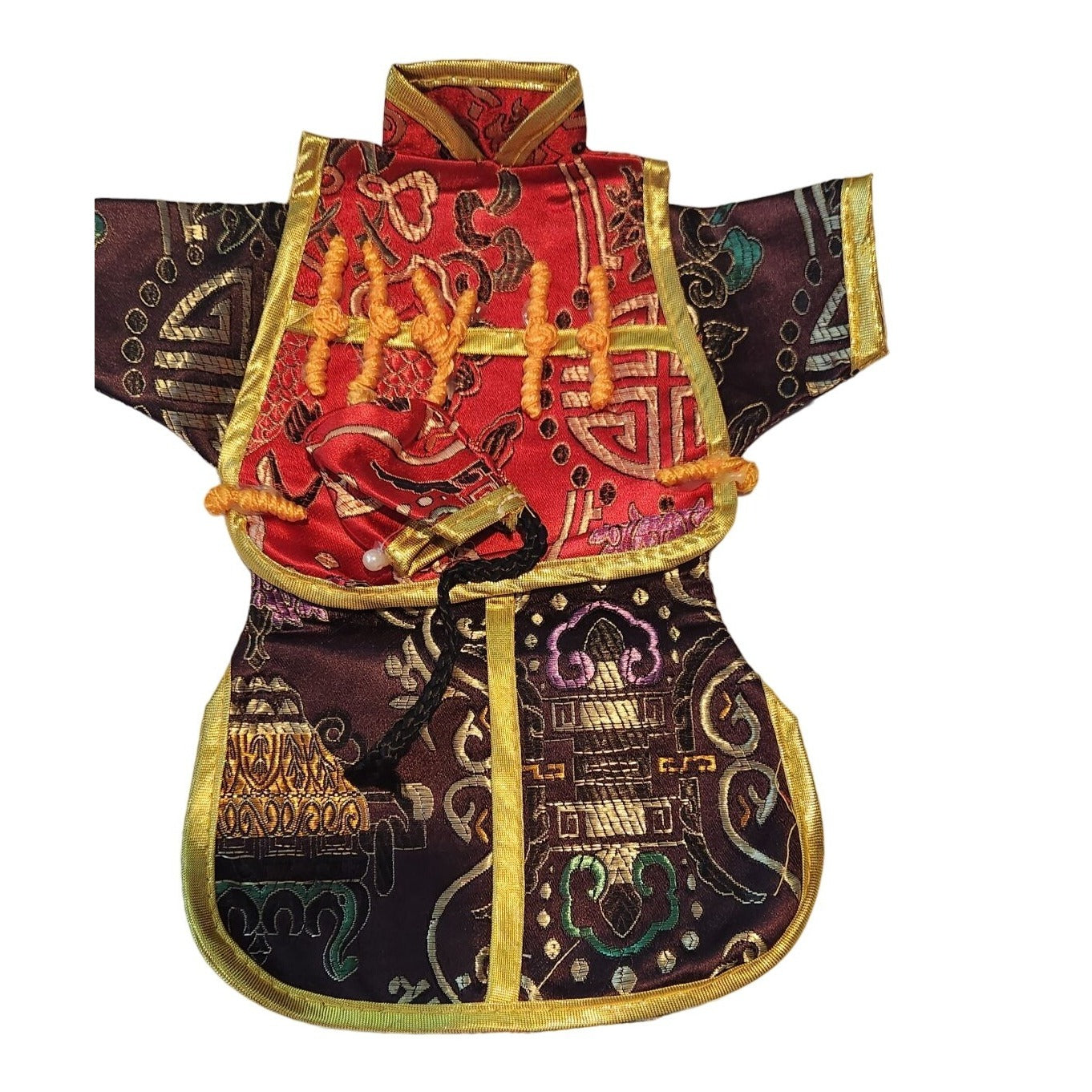 Wine Bottle Cover 3 piece set Hat Vest Kimono Red Black Silver Purple Gold Trim Silky