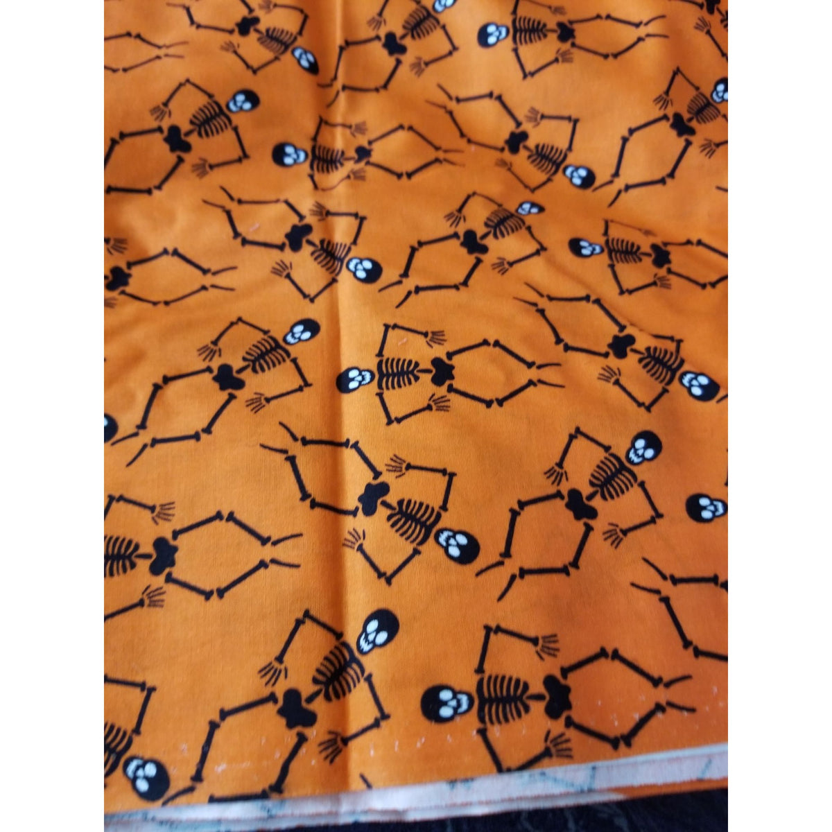 Material Orange Fabric 2 1/2" Skelatons  44" x 62"  Cotton  1 1/2 Yrd Craft Clothing  Joann