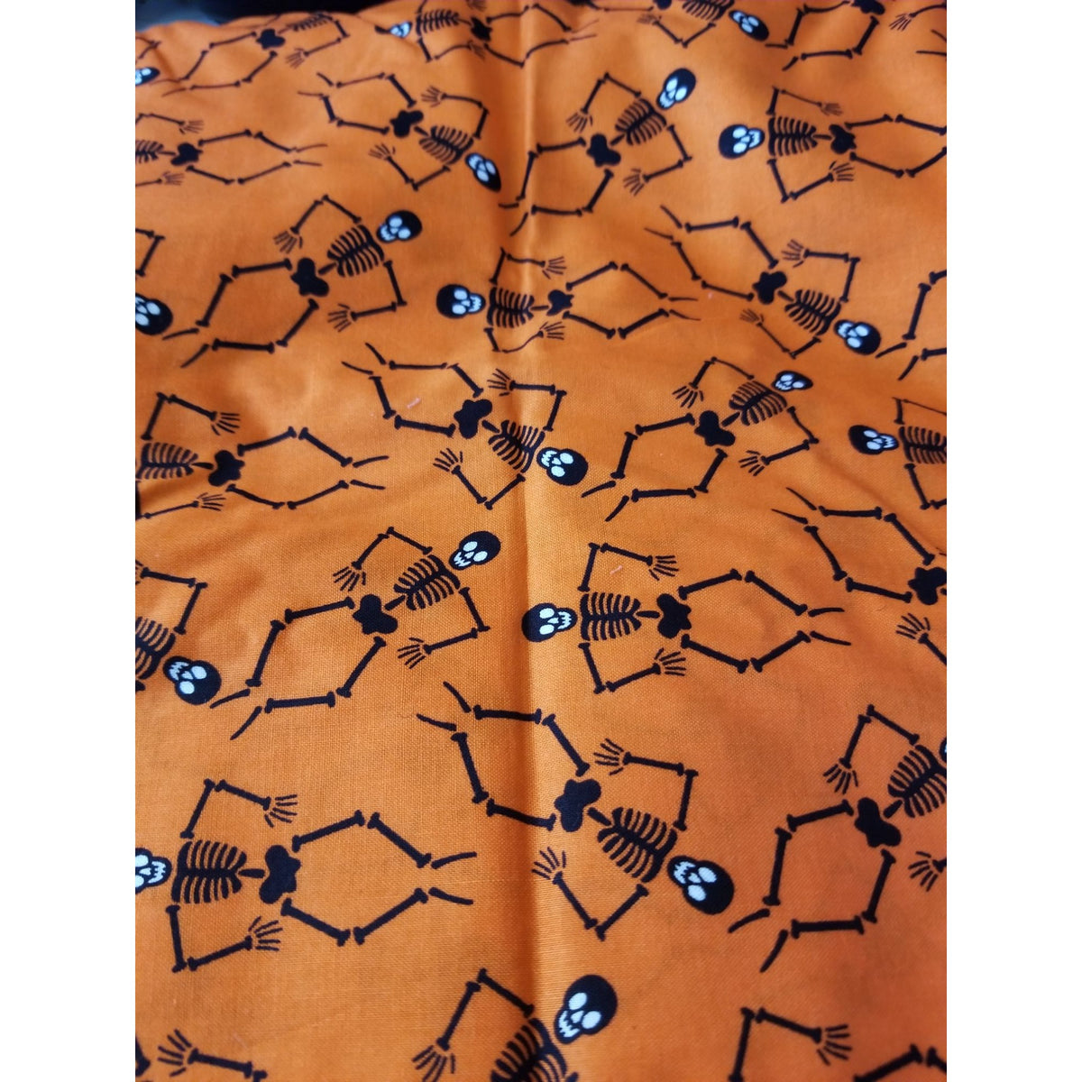 Material Orange Fabric 2 1/2" Skelatons  44" x 62"  Cotton  1 1/2 Yrd Craft Clothing  Joann