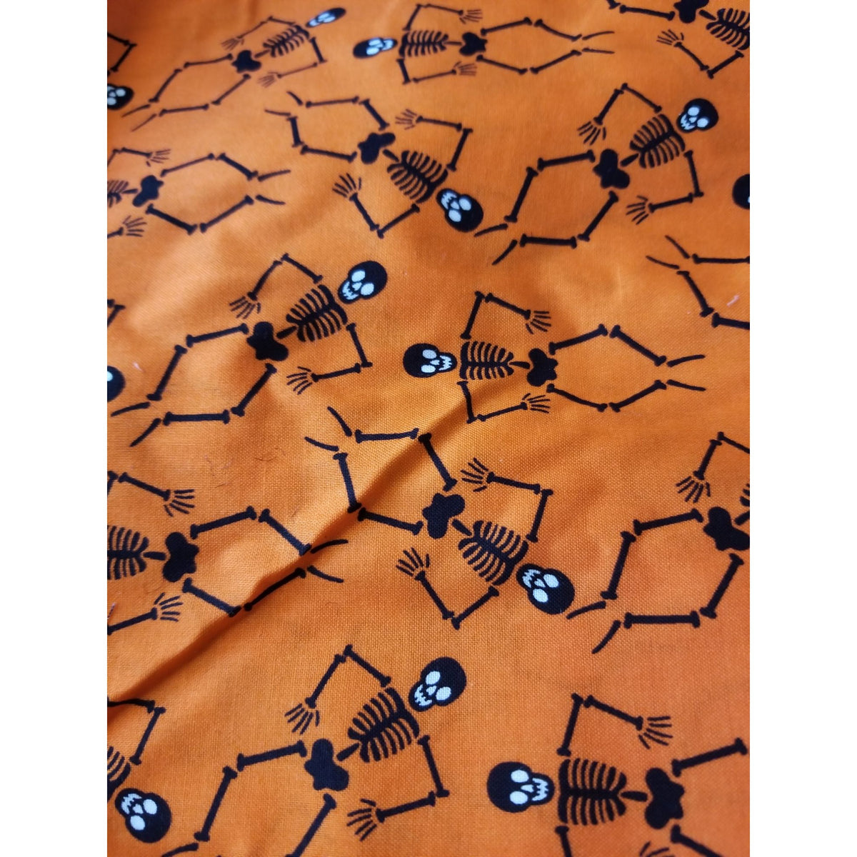 Material Orange Fabric 2 1/2" Skelatons  44" x 62"  Cotton  1 1/2 Yrd Craft Clothing  Joann