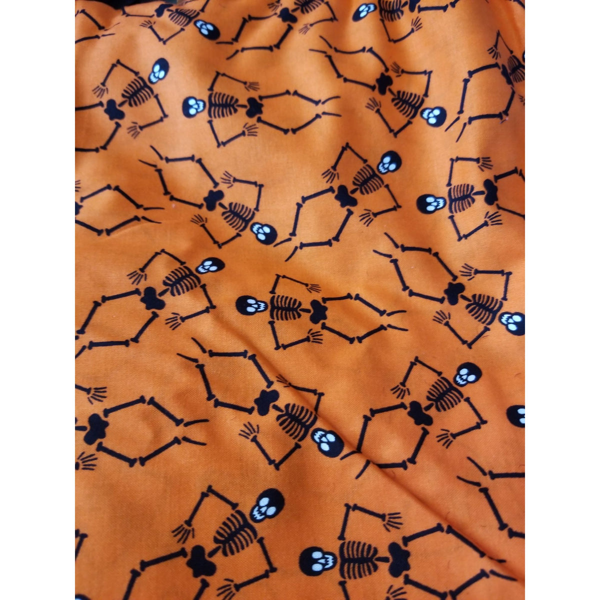 Material Orange Fabric 2 1/2" Skelatons  44" x 62"  Cotton  1 1/2 Yrd Craft Clothing  Joann