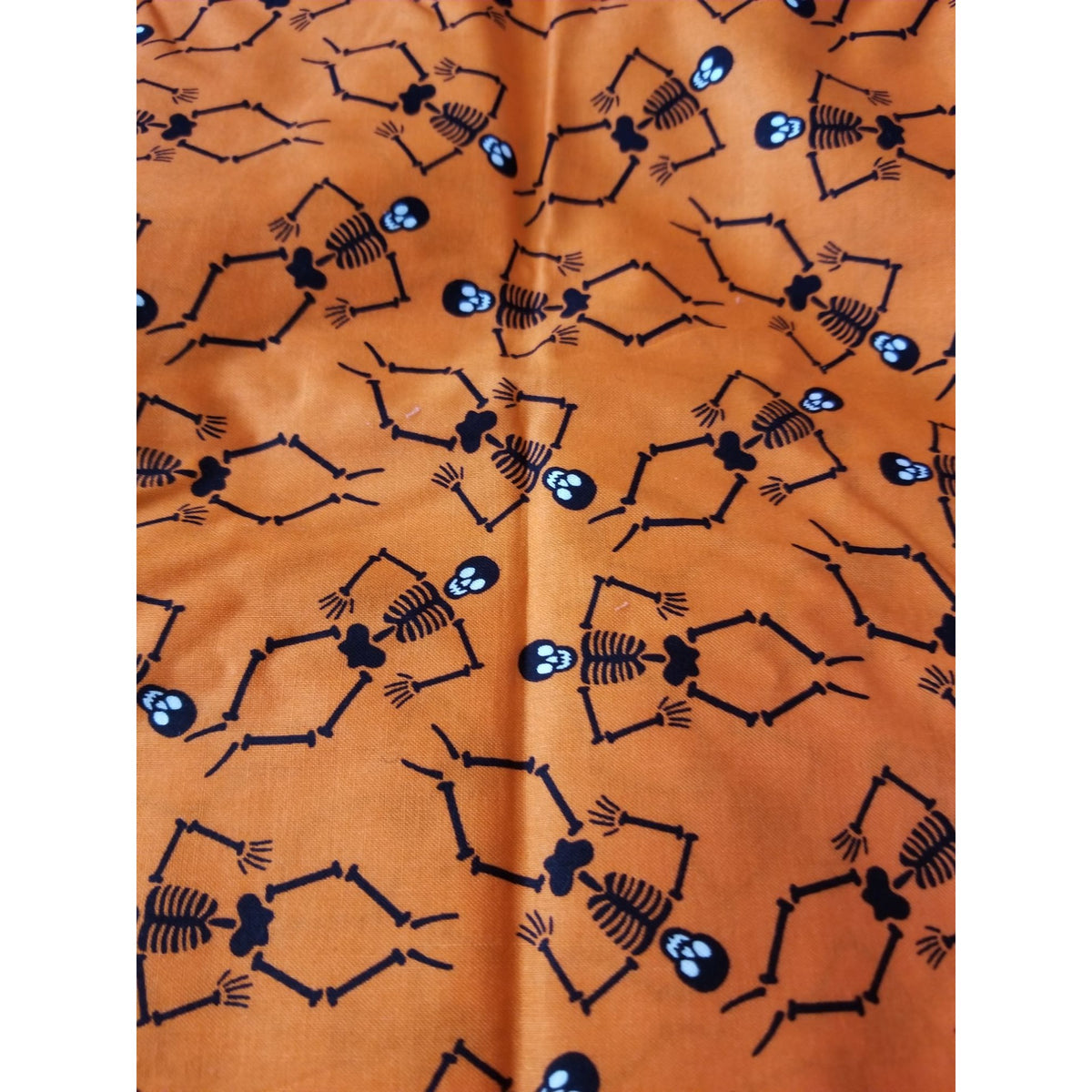 Material Orange Fabric 2 1/2" Skelatons  44" x 62"  Cotton  1 1/2 Yrd Craft Clothing  Joann