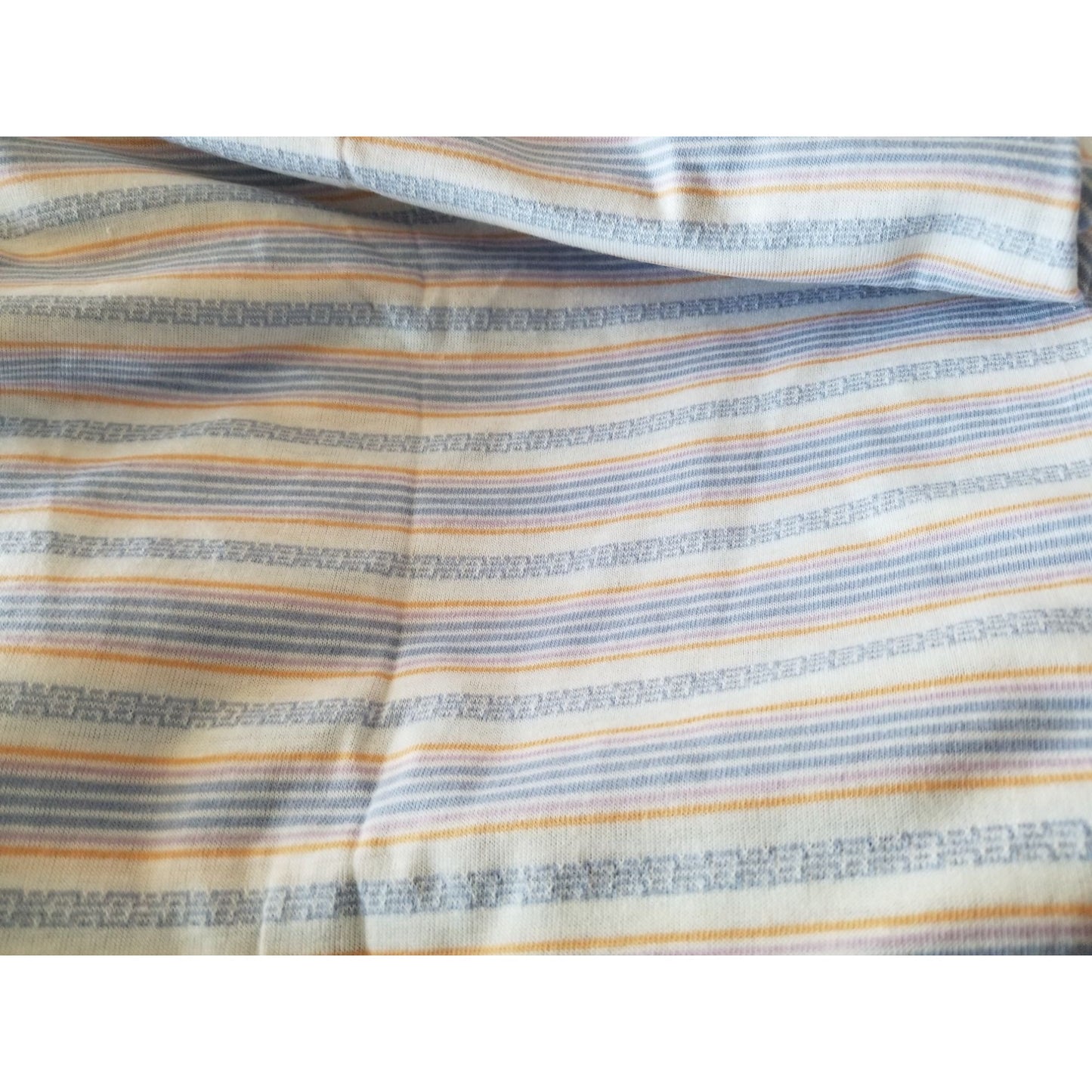 Material  Polyester Stripes Blue Orange Purple White 80" x 56"  T-Shirt