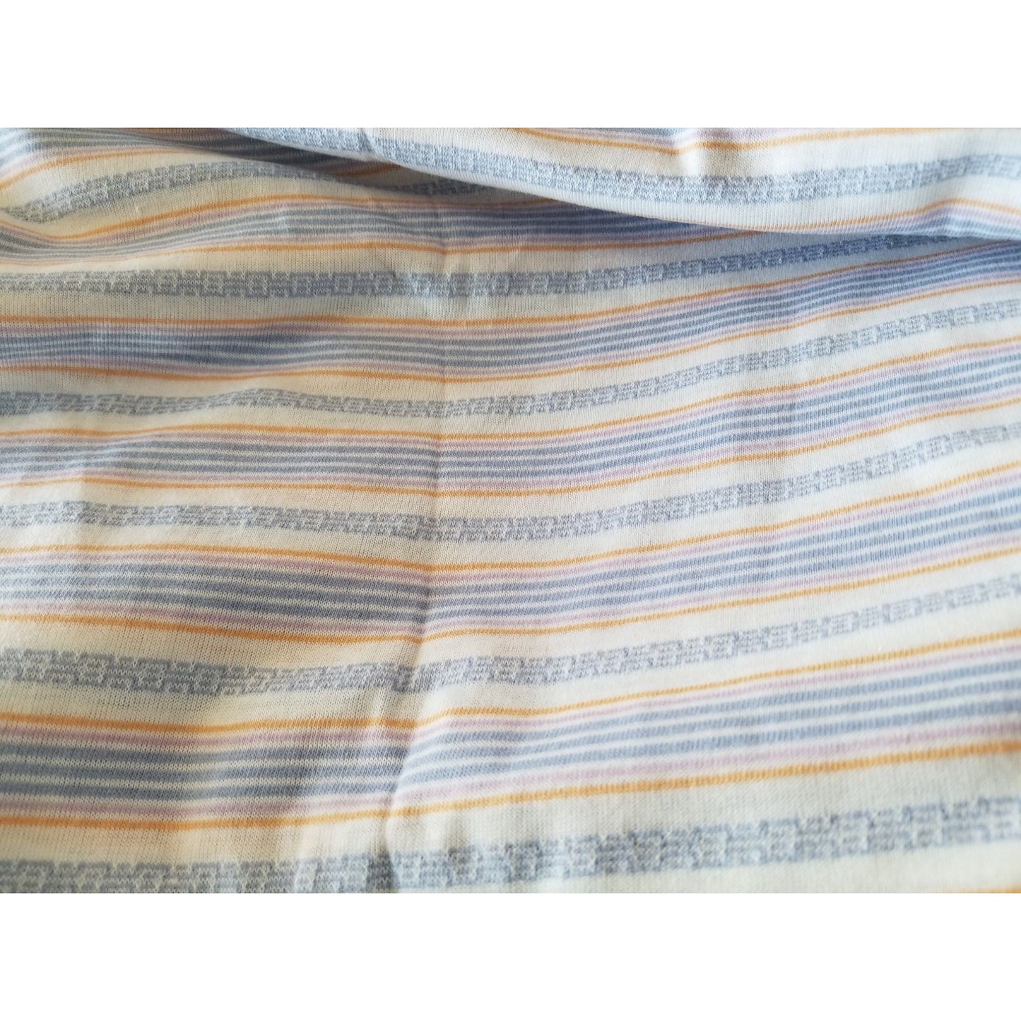 Material  Polyester Stripes Blue Orange Purple White 80" x 56"  T-Shirt