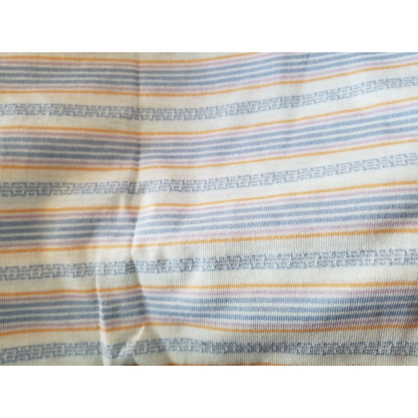 Material  Polyester Stripes Blue Orange Purple White 80" x 56"  T-Shirt