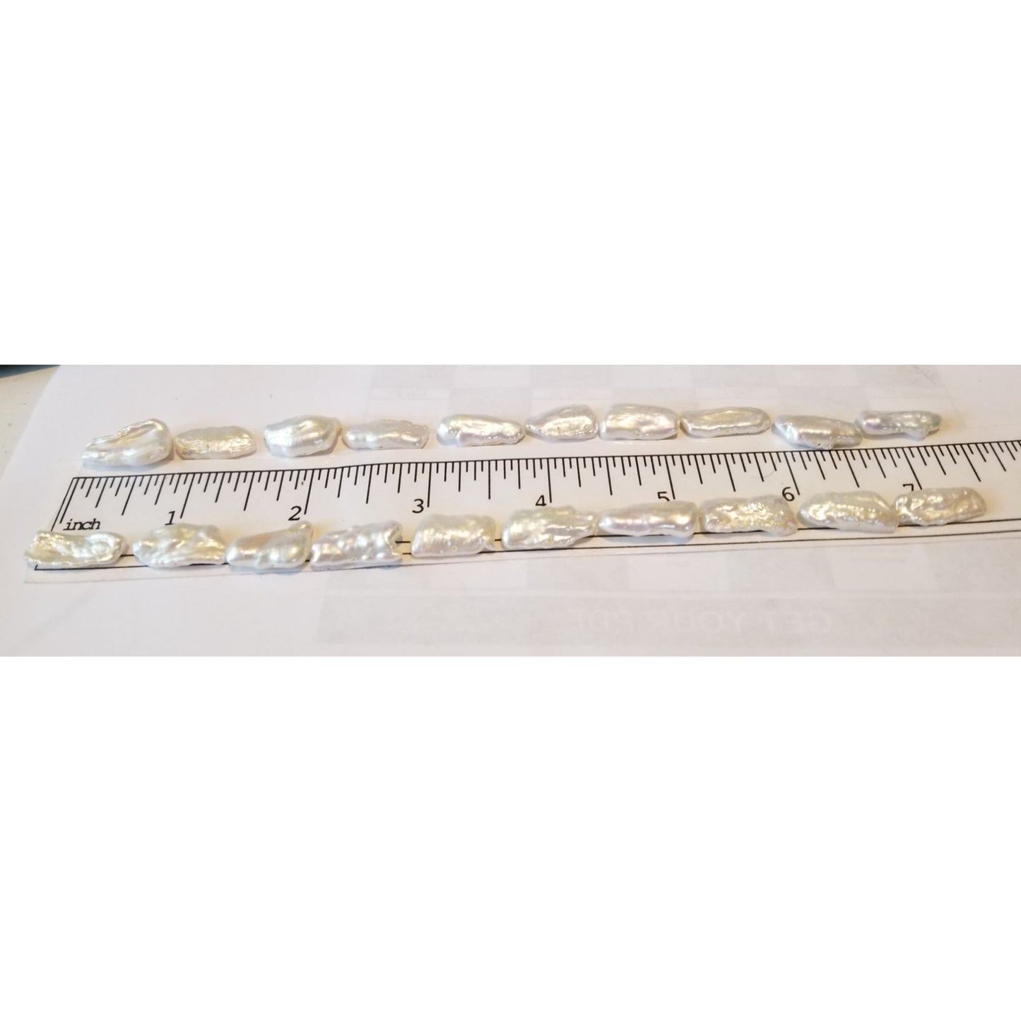 Loose White Biwa Stick Pearl Bag 2  Braque 15 " 20 Pieces  94  ct  18.8  gr  1 cm  x 0.5 cm
