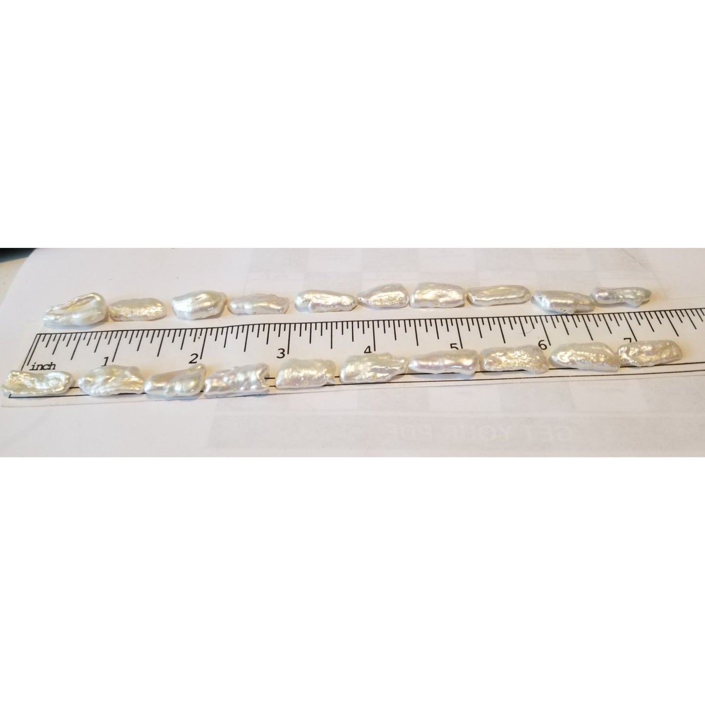 Loose White Biwa Stick Pearl Bag 2  Braque 15 " 20 Pieces  94  ct  18.8  gr  1 cm  x 0.5 cm