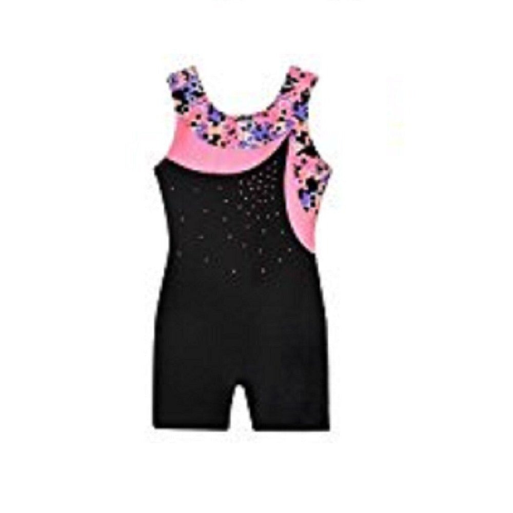 Unitard Size Medium Freestyle by Danskin Girls' Color blocked Biketard Black Dance